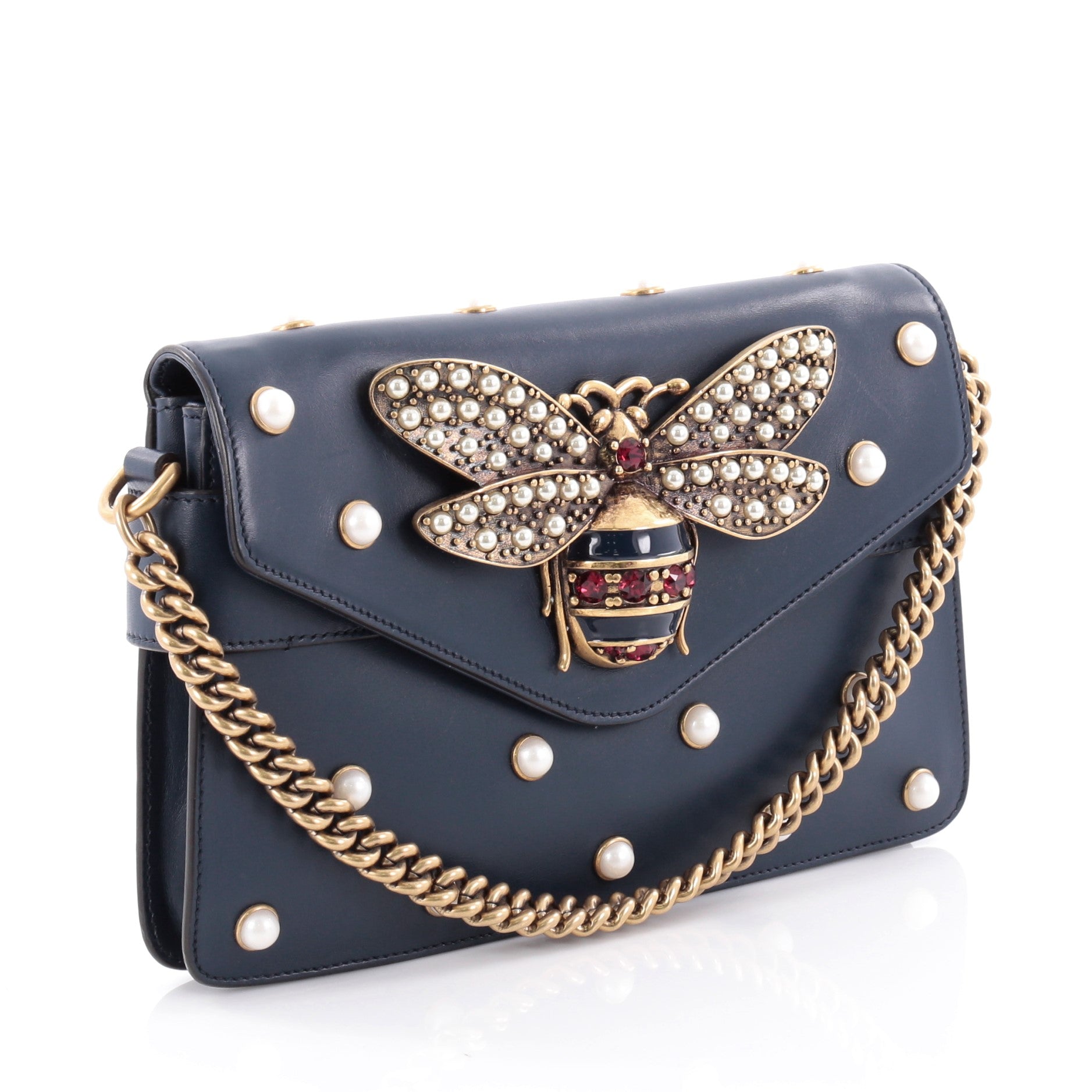 Broadway Pearly Bee Shoulder Bag Embellished Leather Mini