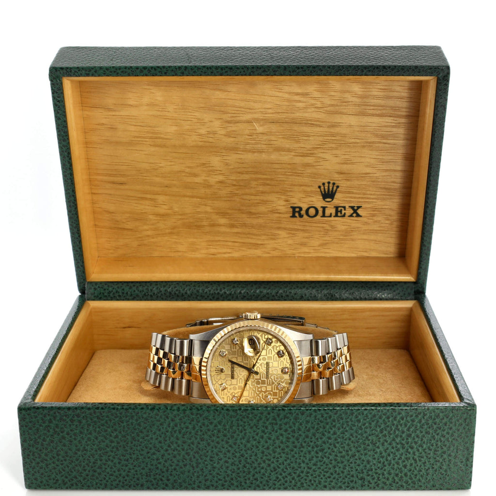 Oyster Perpetual Datejust Automatic Watch Stainless Steel and Yellow Gold with Diamond Markers 36