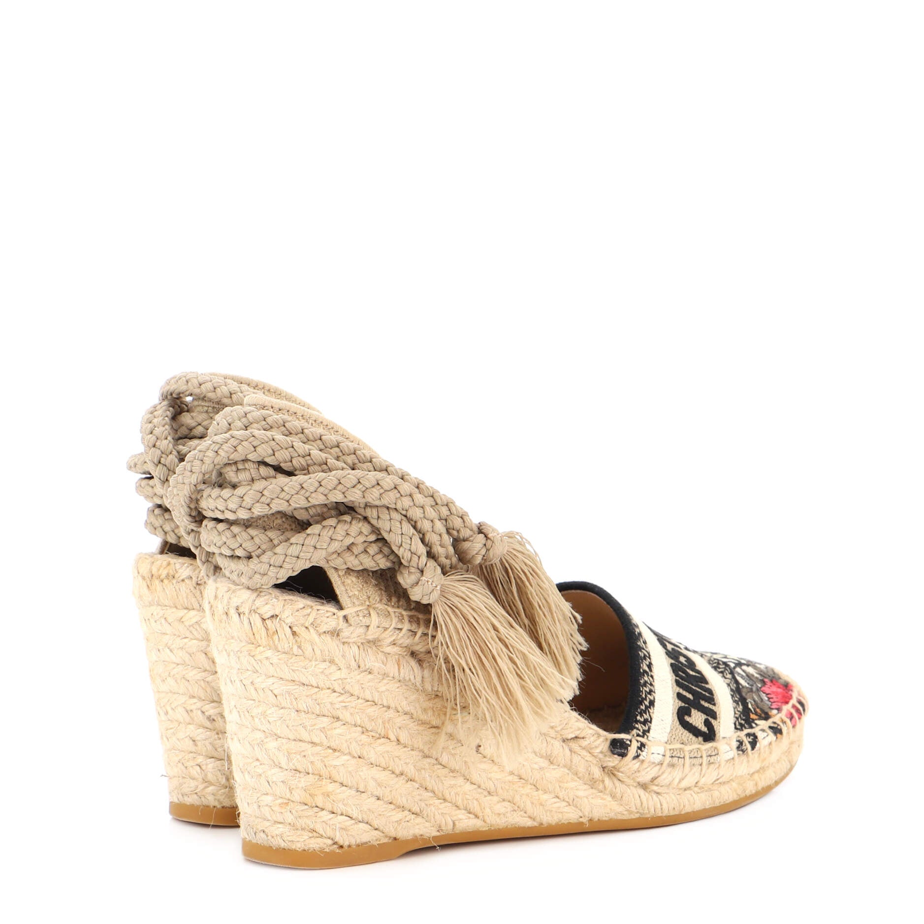 Women's Granville Ankle Tie Wedge Espadrilles Embroidered Canvas