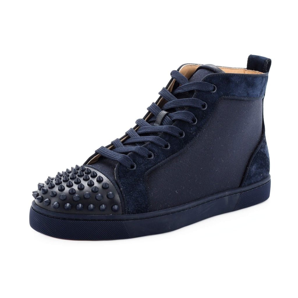 Men's Louis Spikes Flat High-Top Sneakers Fabric with Suede