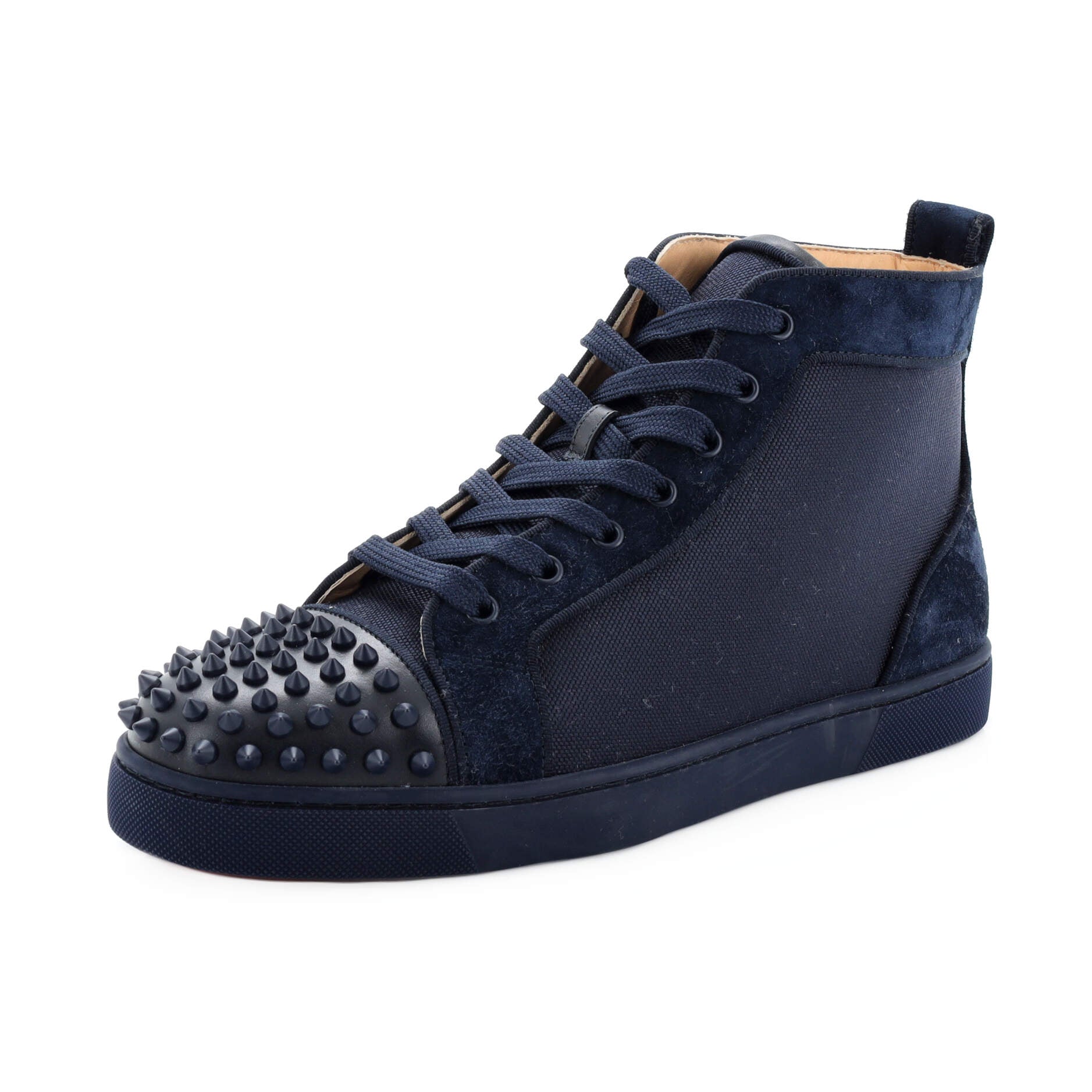 Men's Louis Spikes Flat High-Top Sneakers Fabric with Suede