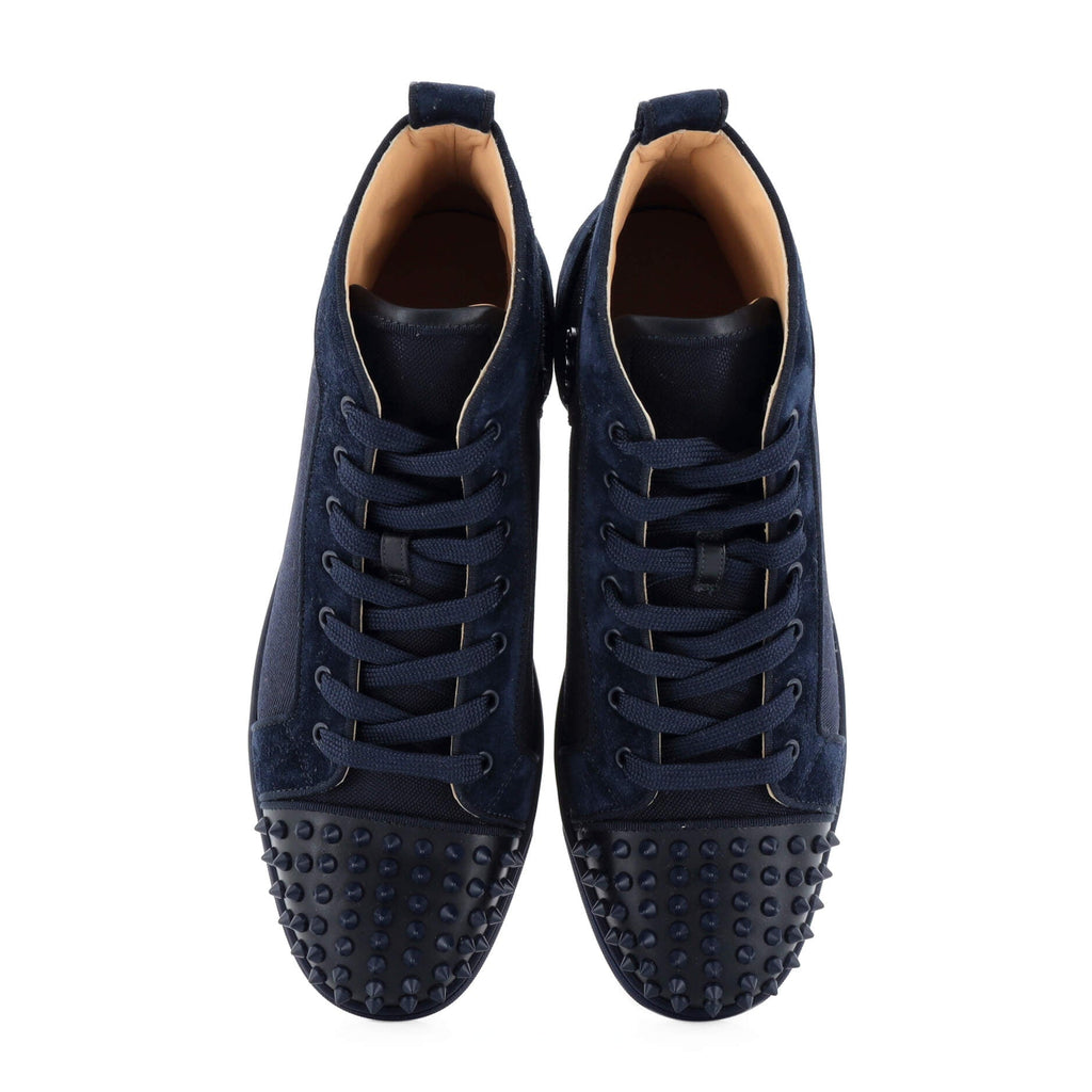Men's Louis Spikes Flat High-Top Sneakers Fabric with Suede