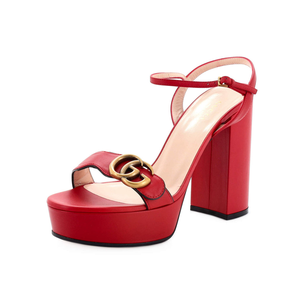 Women's GG Marmont Block Heel Sandals Leather