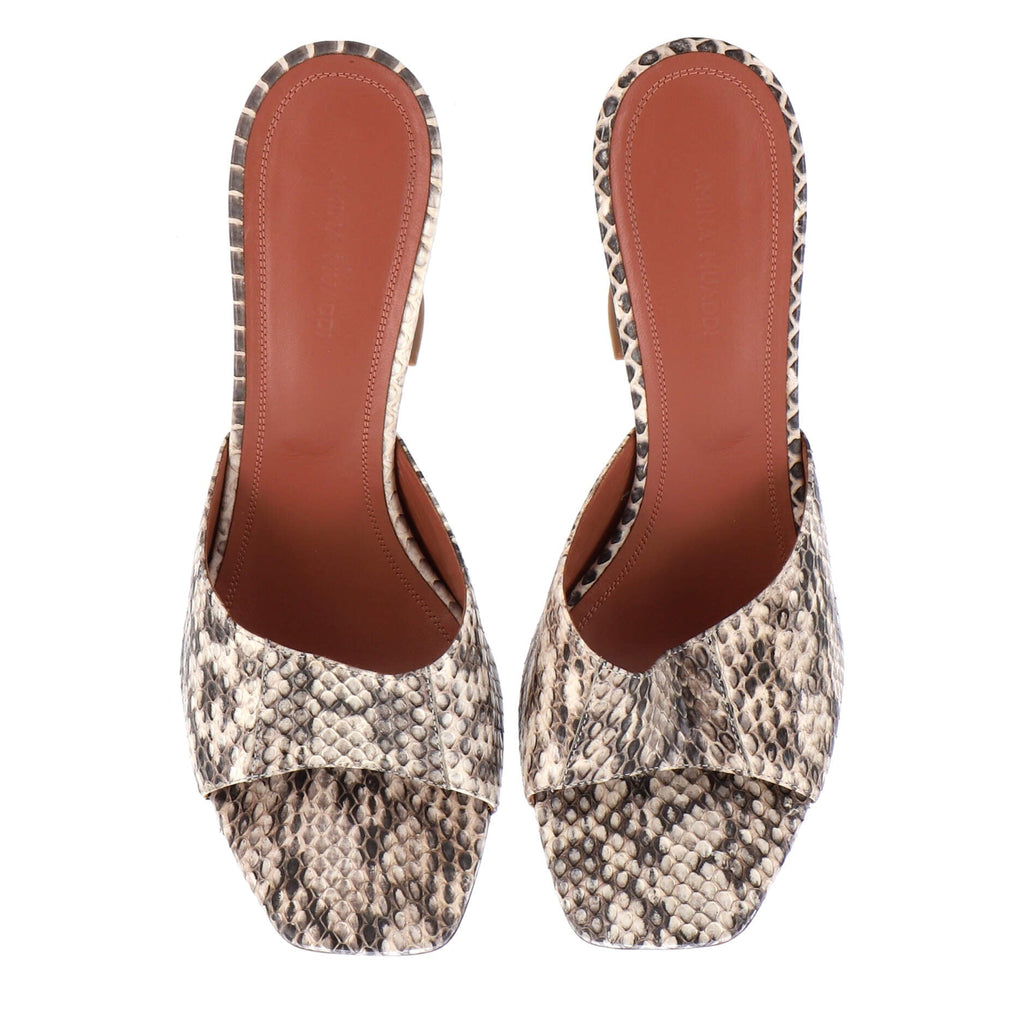Women's Lupita Heeled Mules Snakeskin Embossed Leather 95