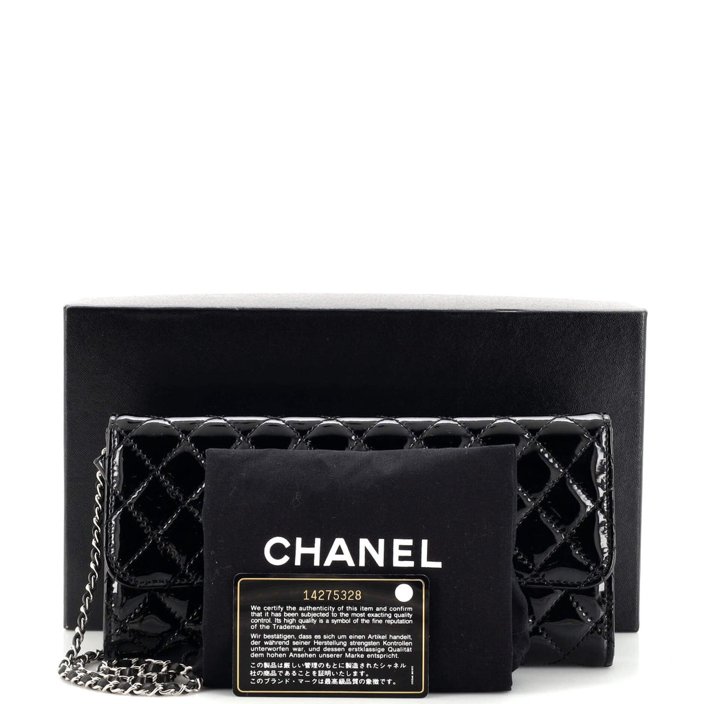 Wallet On Chain Clutch Quilted Patent East West