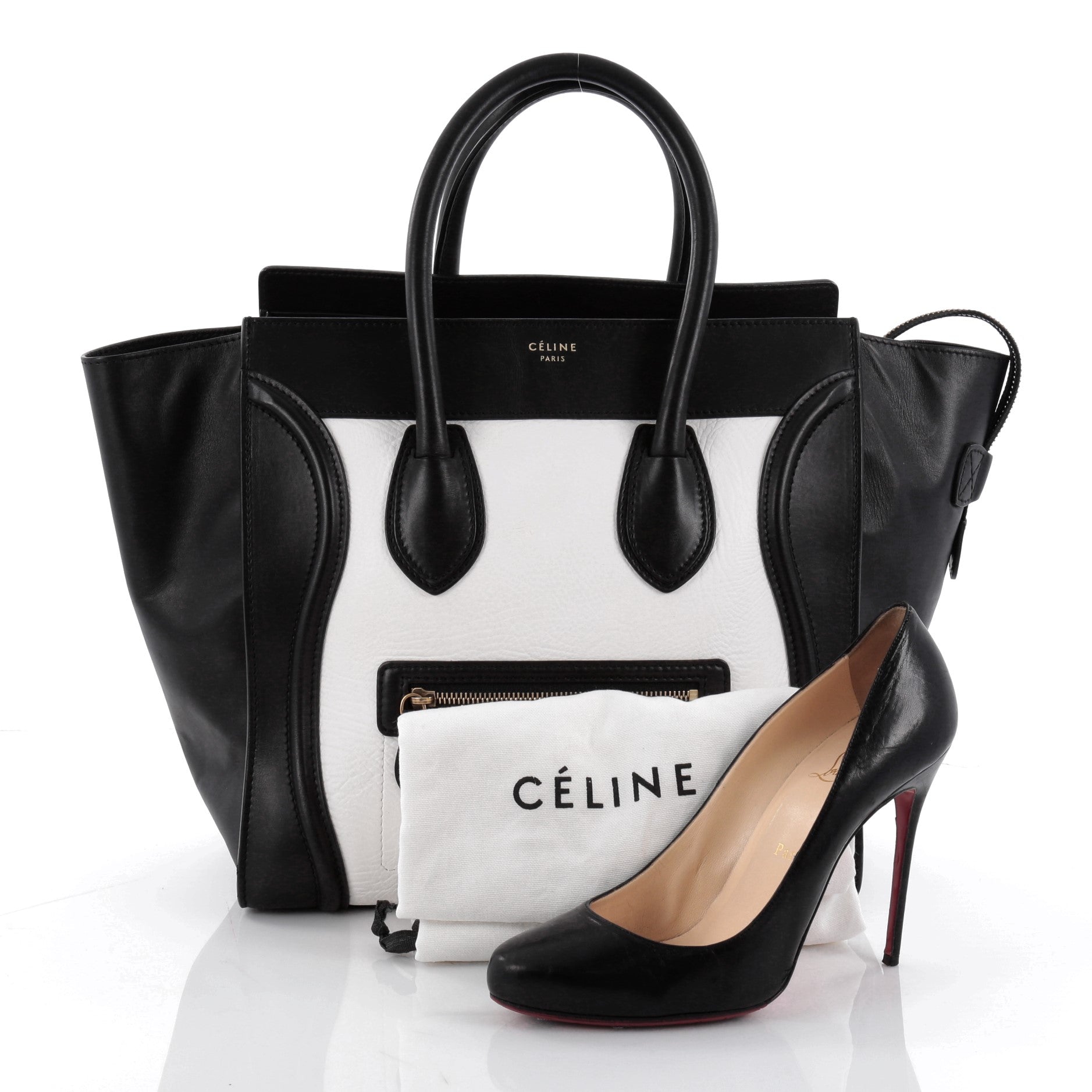 Bicolor Luggage Handbag Leather Mini