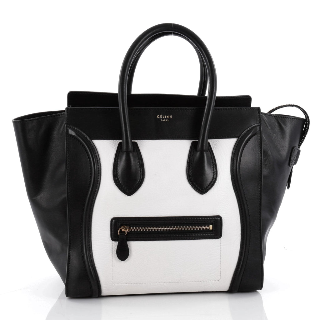 Bicolor Luggage Handbag Leather Mini