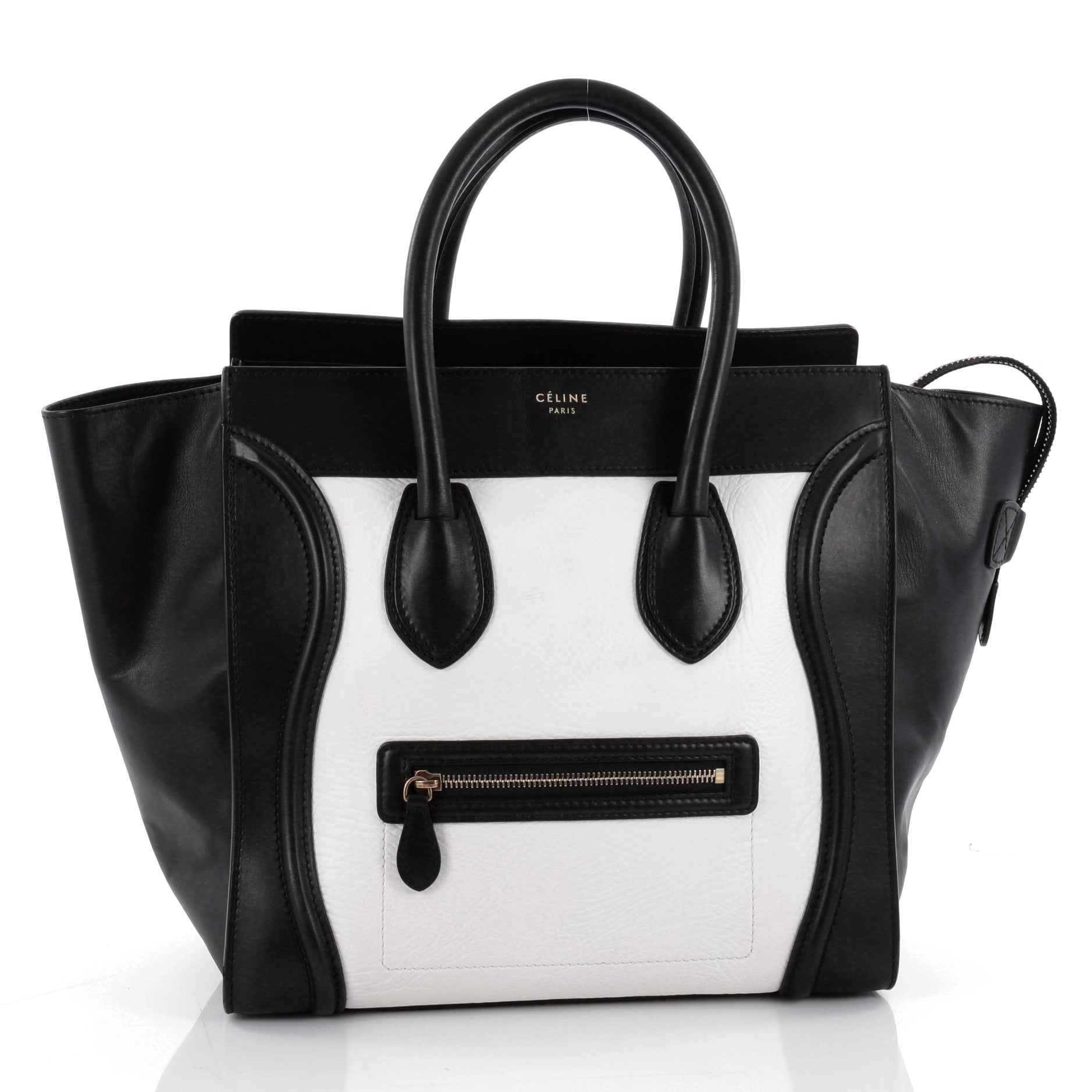Bicolor Luggage Handbag Leather Mini