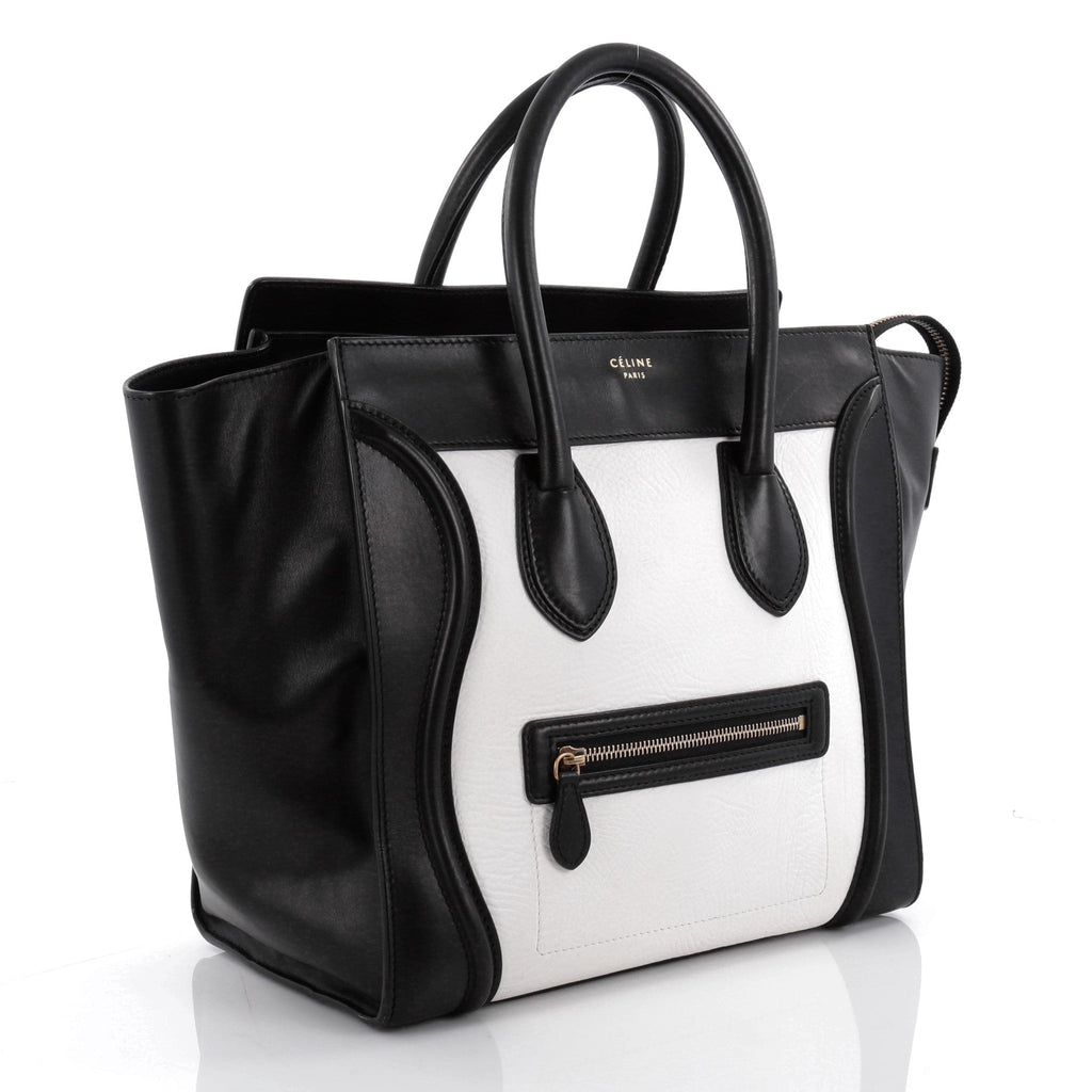 Bicolor Luggage Handbag Leather Mini