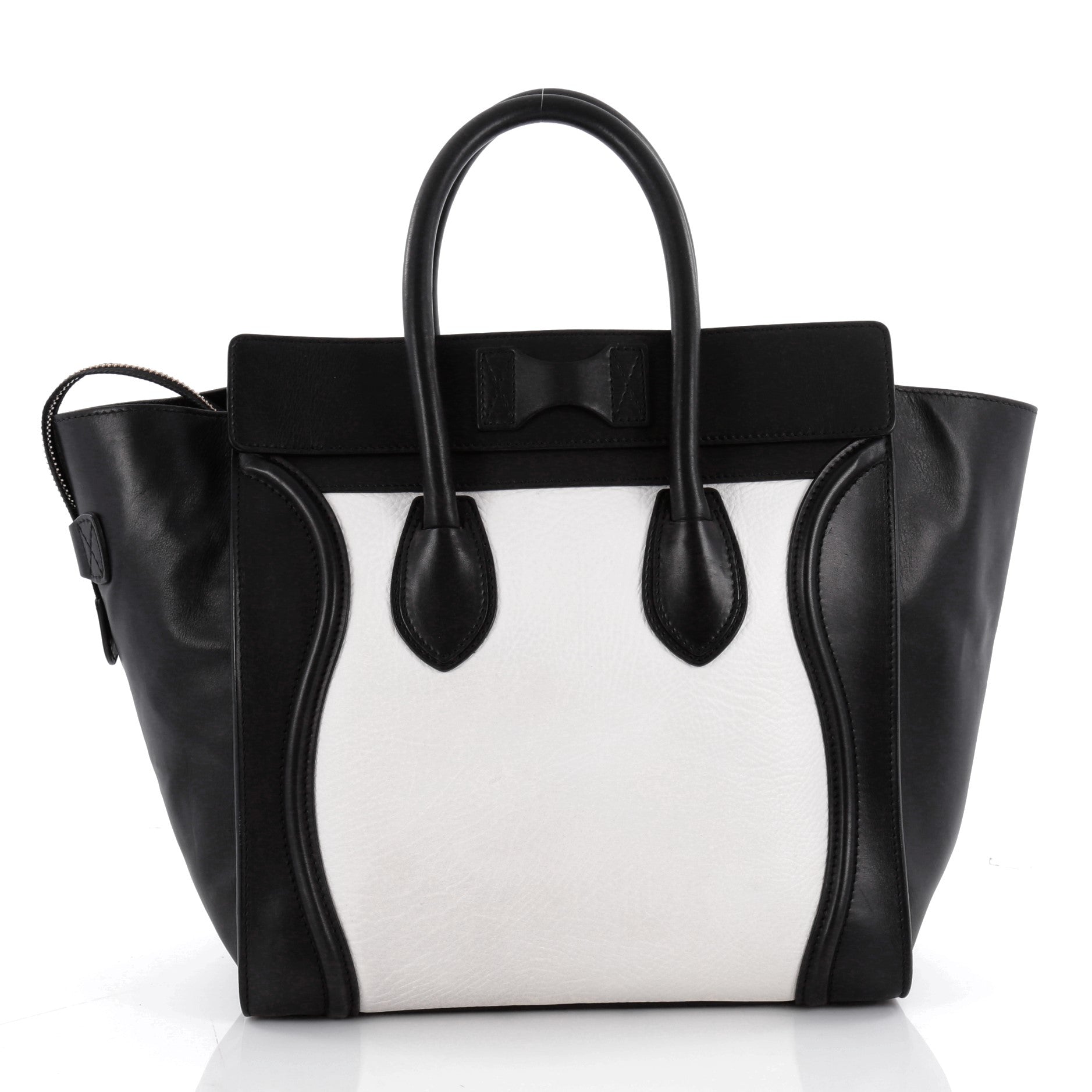 Bicolor Luggage Handbag Leather Mini