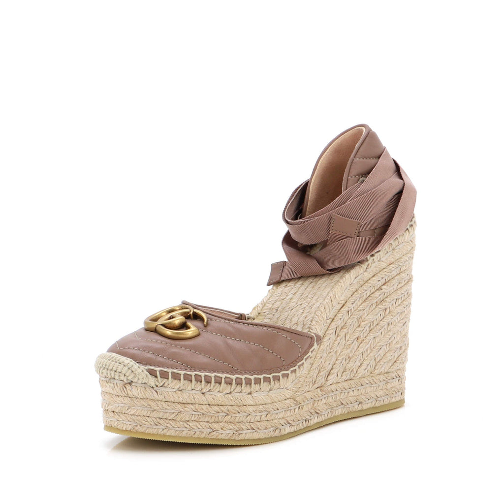 Women's GG Marmont Wedge Espadrilles Matelasse Leather