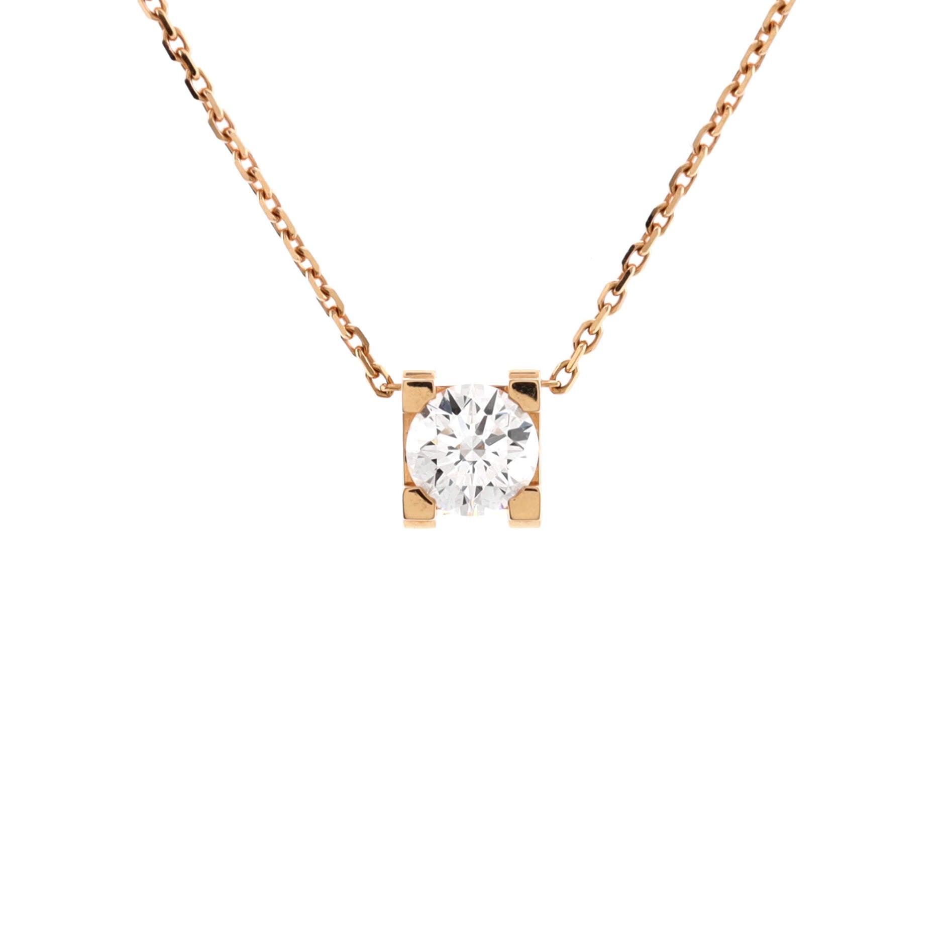 C de Cartier Necklace 18K Rose Gold and Diamond 0.53CT
