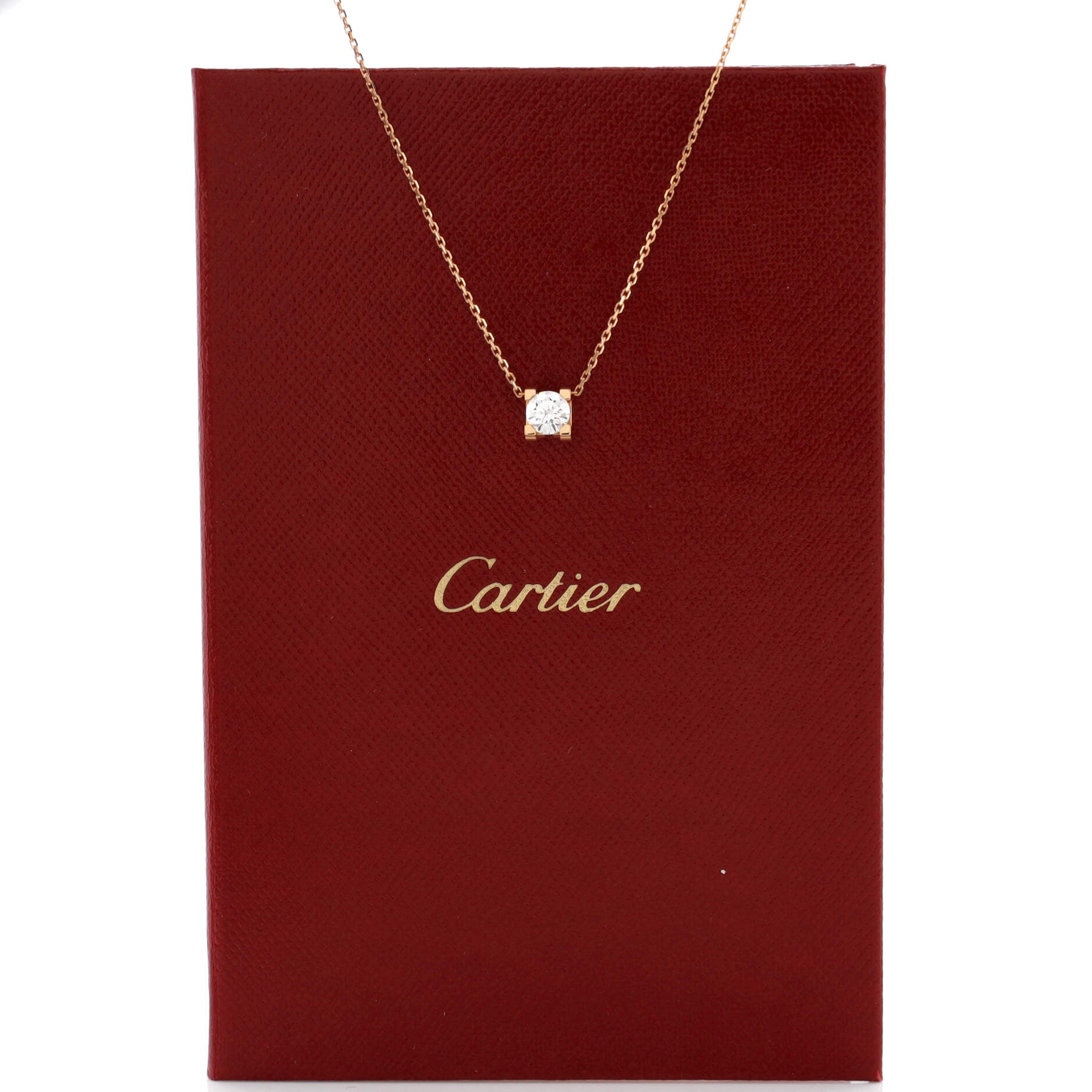 C de Cartier Necklace 18K Rose Gold and Diamond 0.53CT