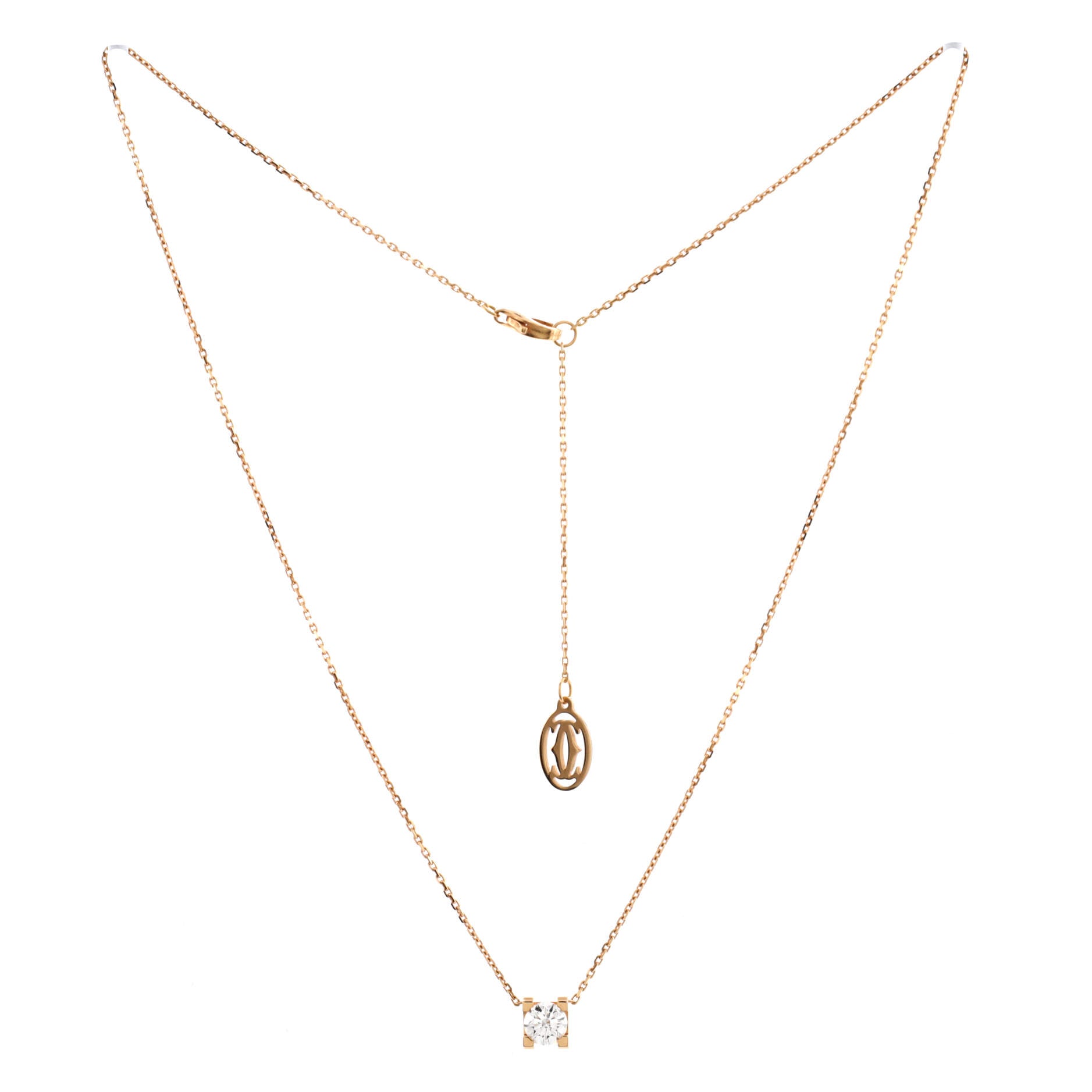 C de Cartier Necklace 18K Rose Gold and Diamond 0.53CT