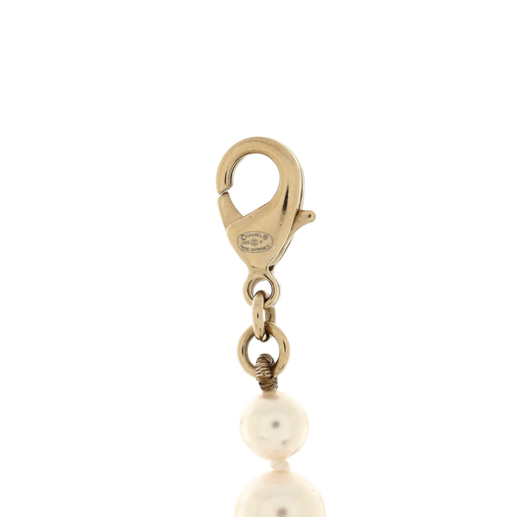 CC Long Logo Necklace Faux Pearls with Metal and Crystals