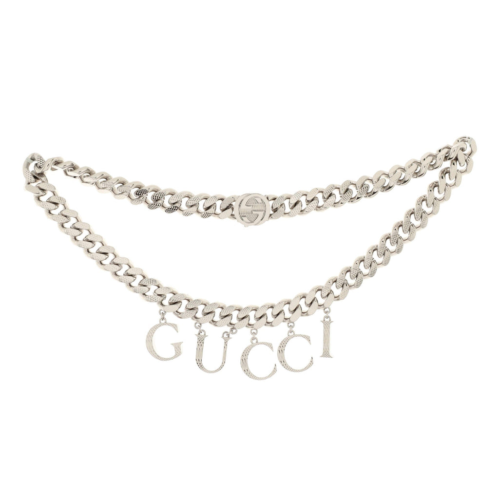 Logo Chain Choker Necklace Metal
