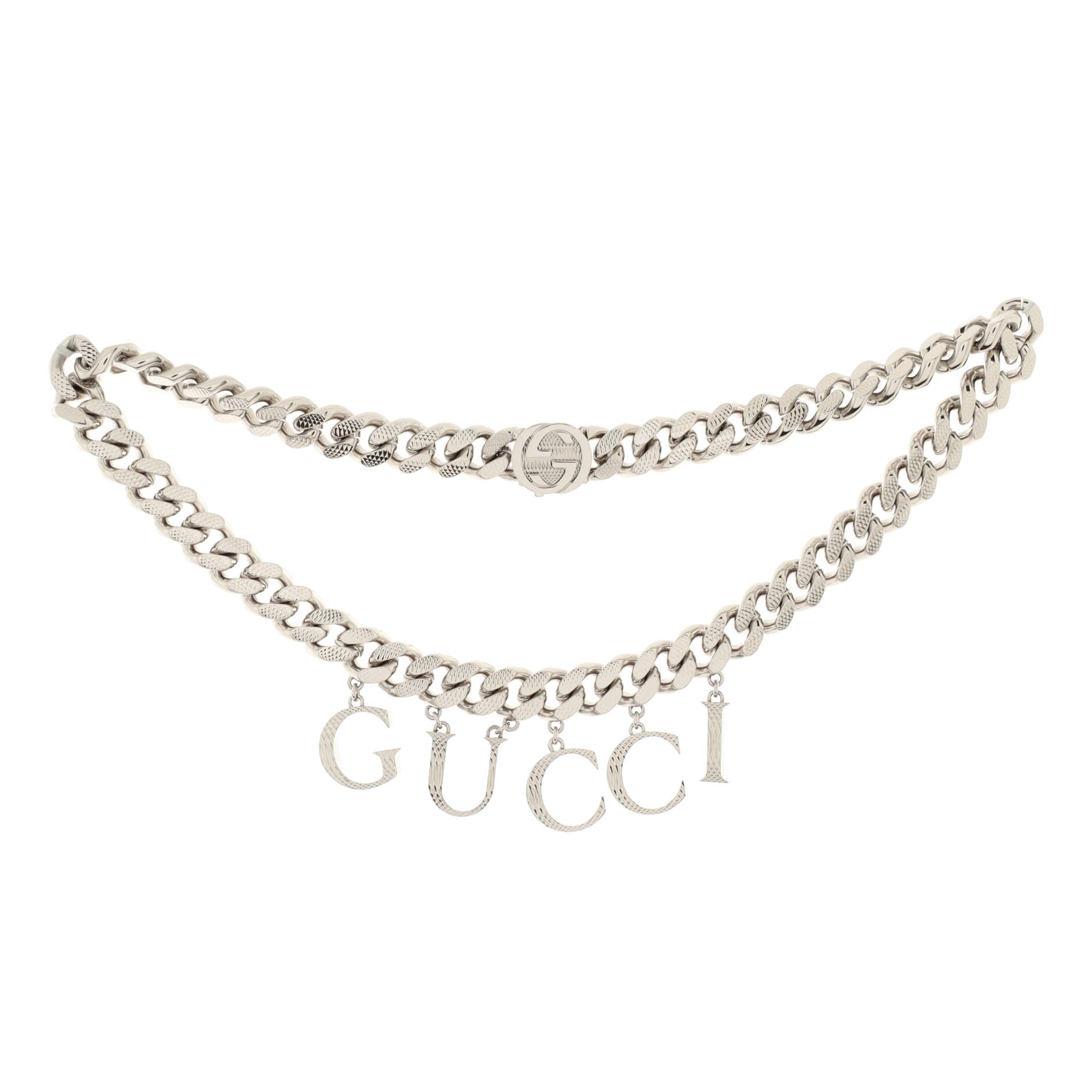 Logo Chain Choker Necklace Metal