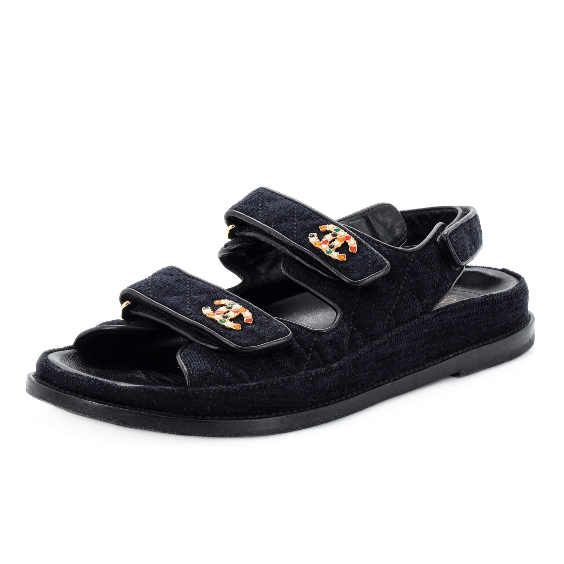 Women's Velcro Dad Sandals Quilted Velvet