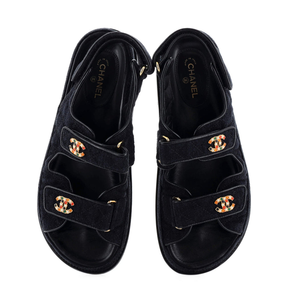 Women's Velcro Dad Sandals Quilted Velvet