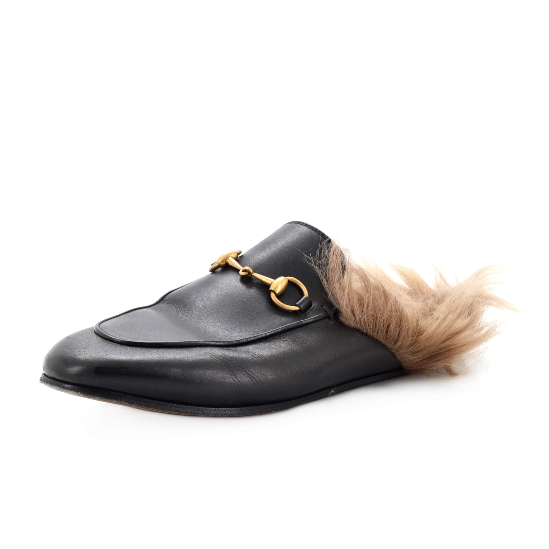 Women's Princetown Mules Leather with Fur