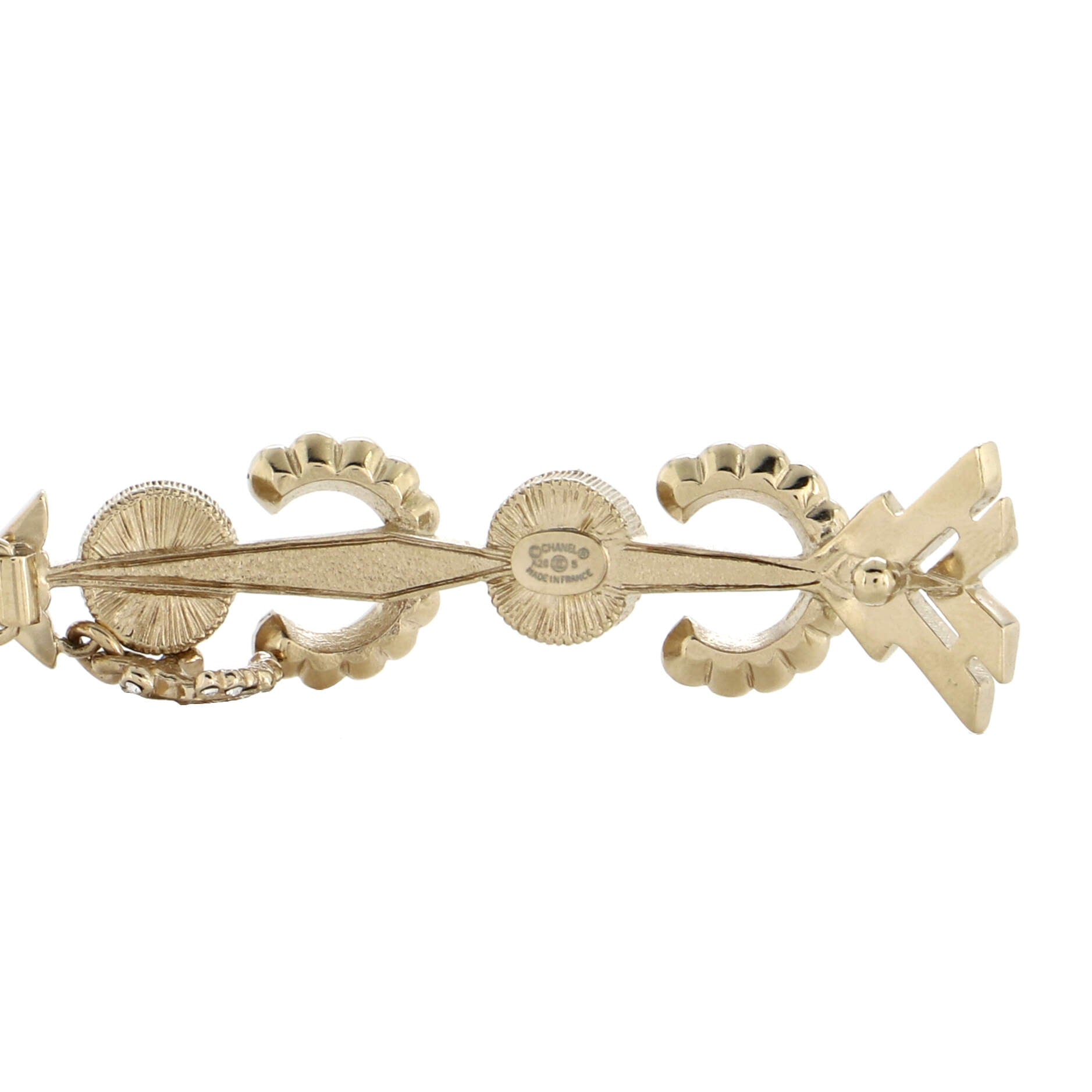 Coco Arrow Barrette Metal with Faux Pearls and Crystals