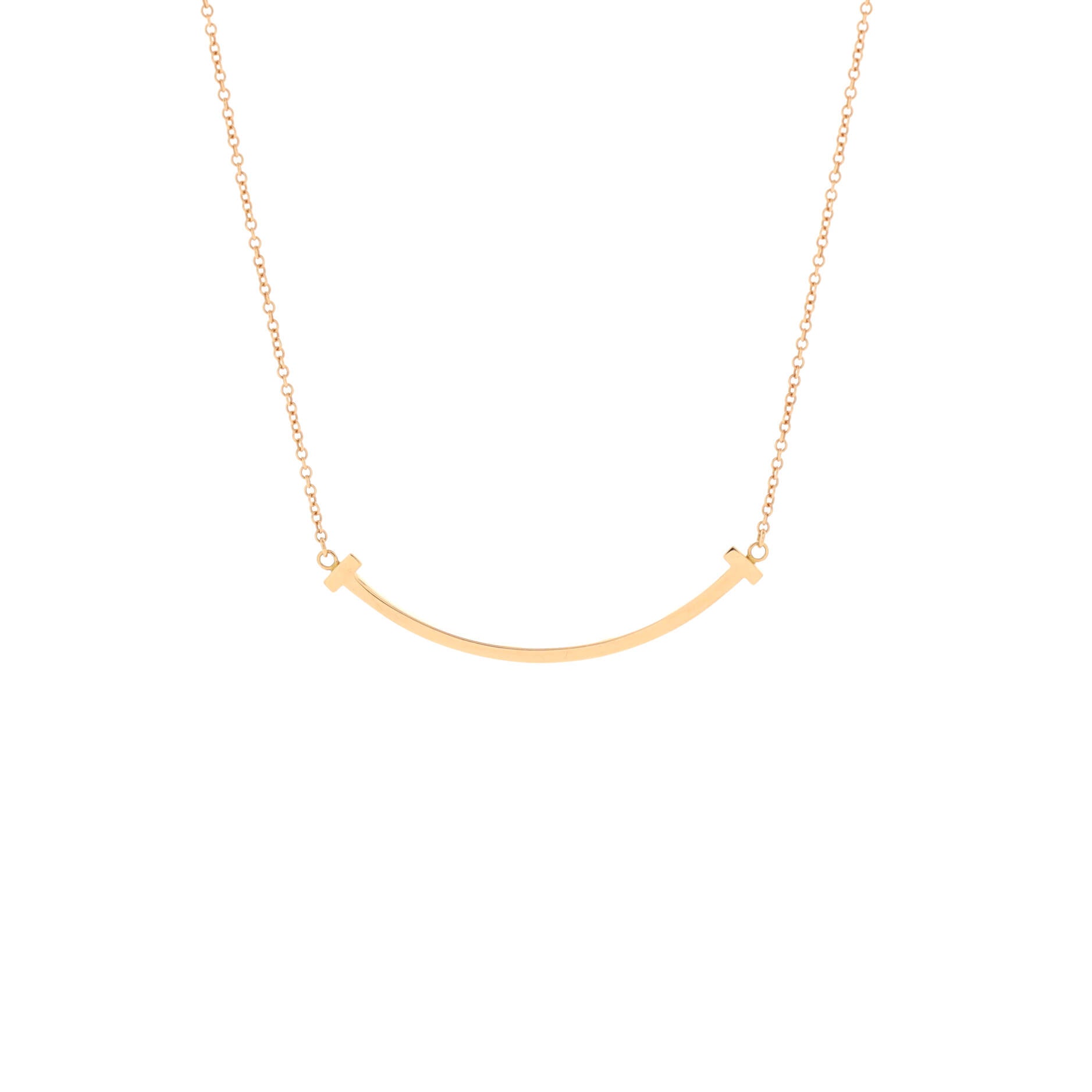 T Smile Pendant Necklace 18K Rose Gold Small