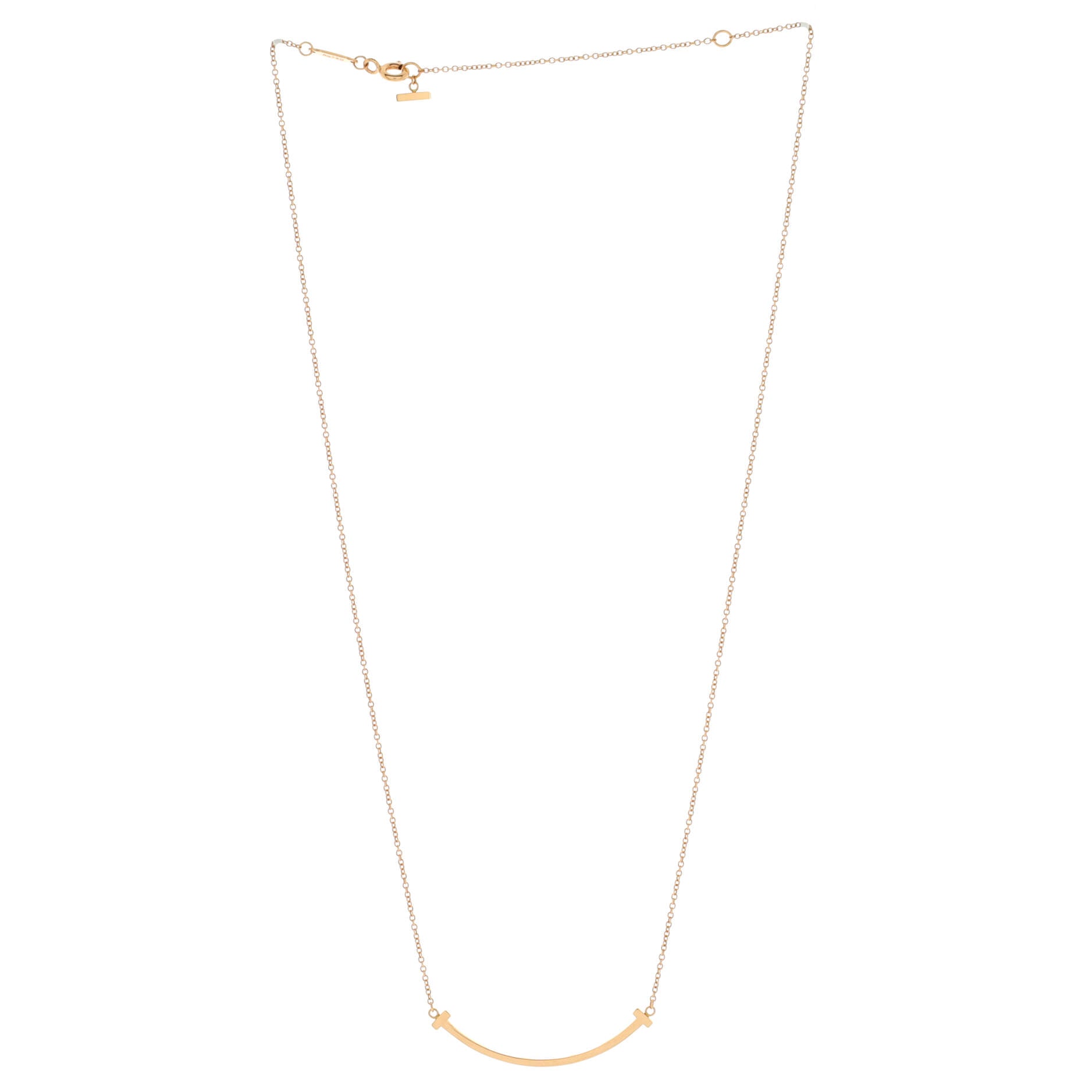 T Smile Pendant Necklace 18K Rose Gold Small