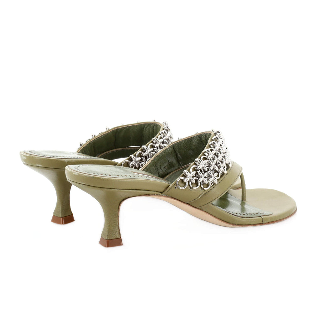 Women's Chain Heeled Sandals Leather