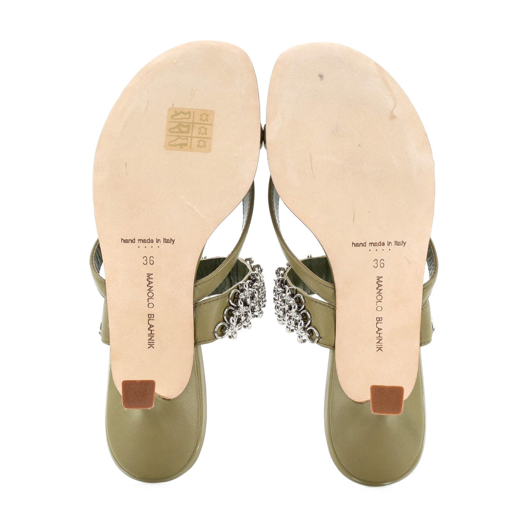 Women's Chain Heeled Sandals Leather