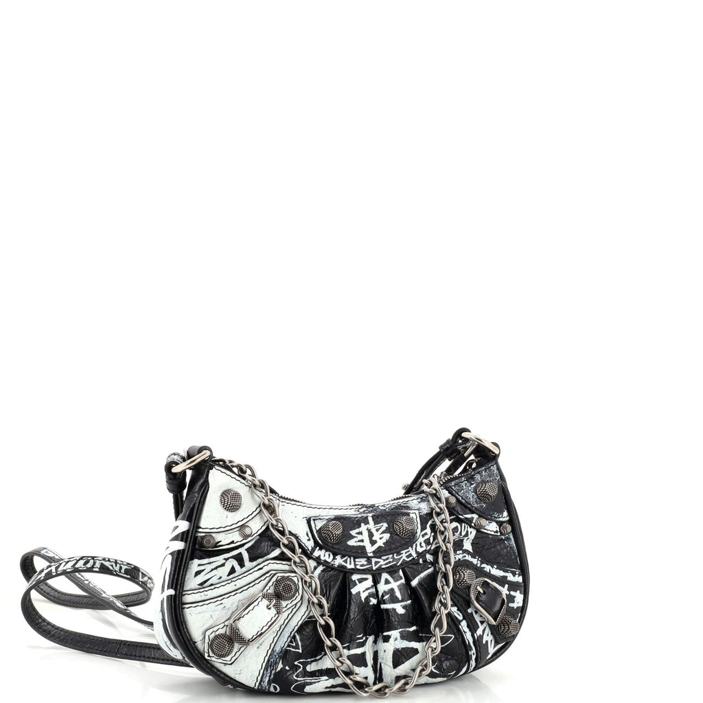 Le Cagole Graffiti Giant Studs Shoulder Bag Leather Mini