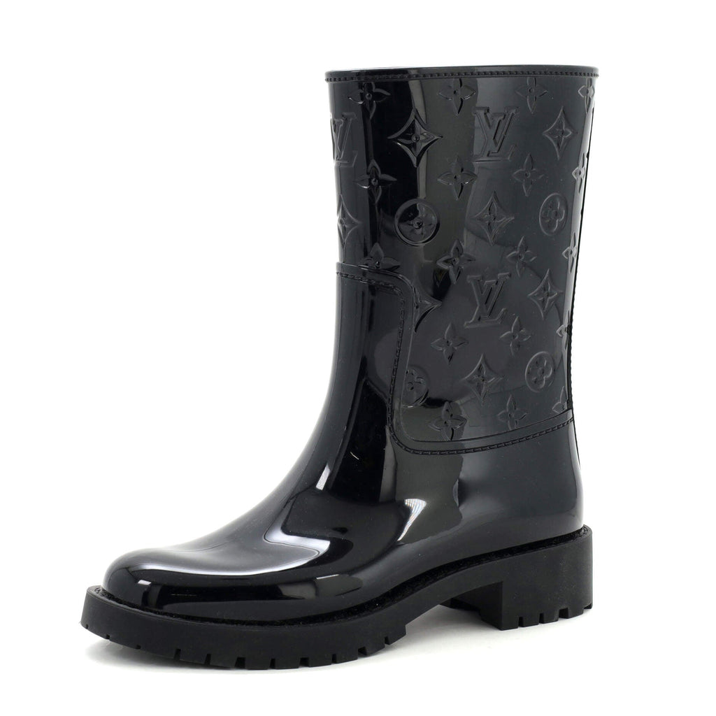 Women's Drops Flat Half Boots Monogram Embossed Rubber