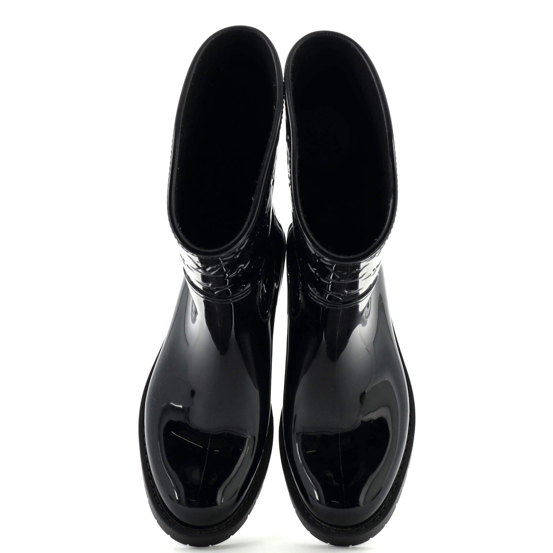 Women's Drops Flat Half Boots Monogram Embossed Rubber