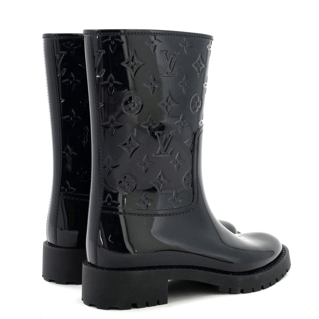 Women's Drops Flat Half Boots Monogram Embossed Rubber