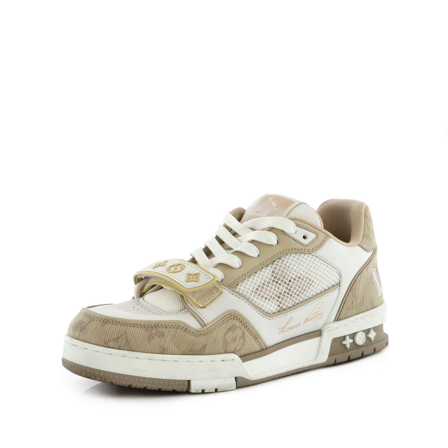 Men's LV Trainer Velcro Sneakers Monogram Denim and Leather with Mesh