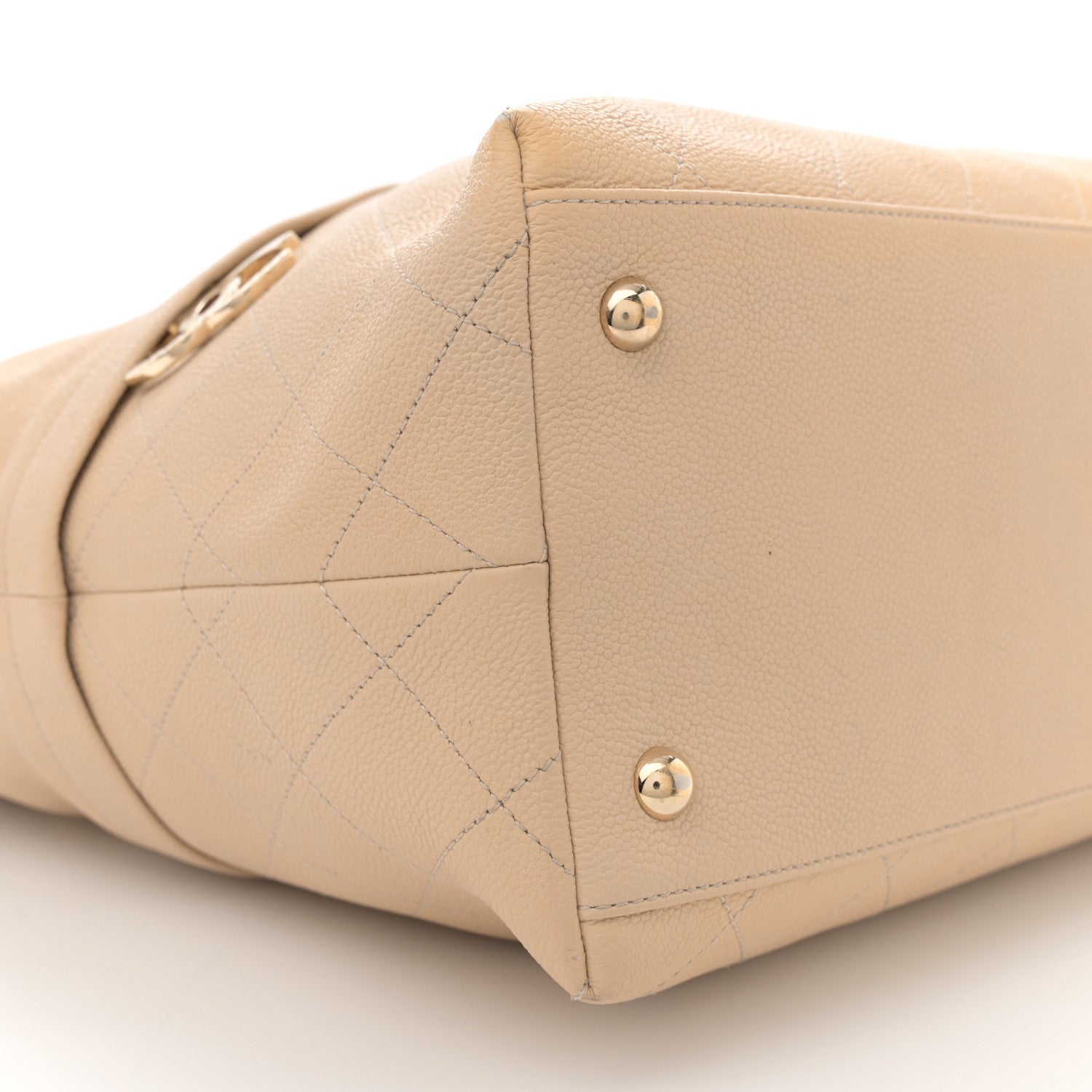 Caviar Stitched Shopping Tote Beige