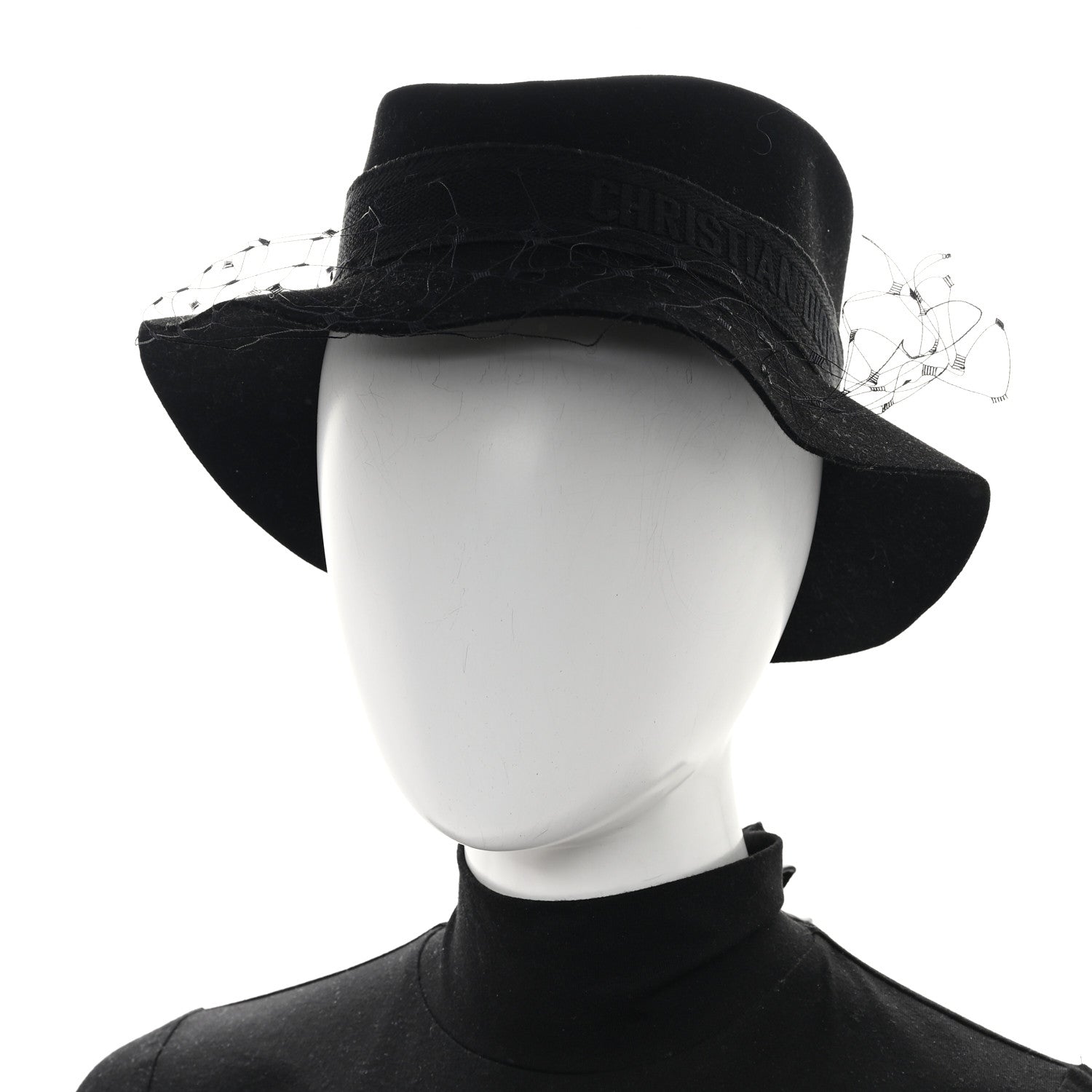 Rabbit Felt Veil Hat 56 Black