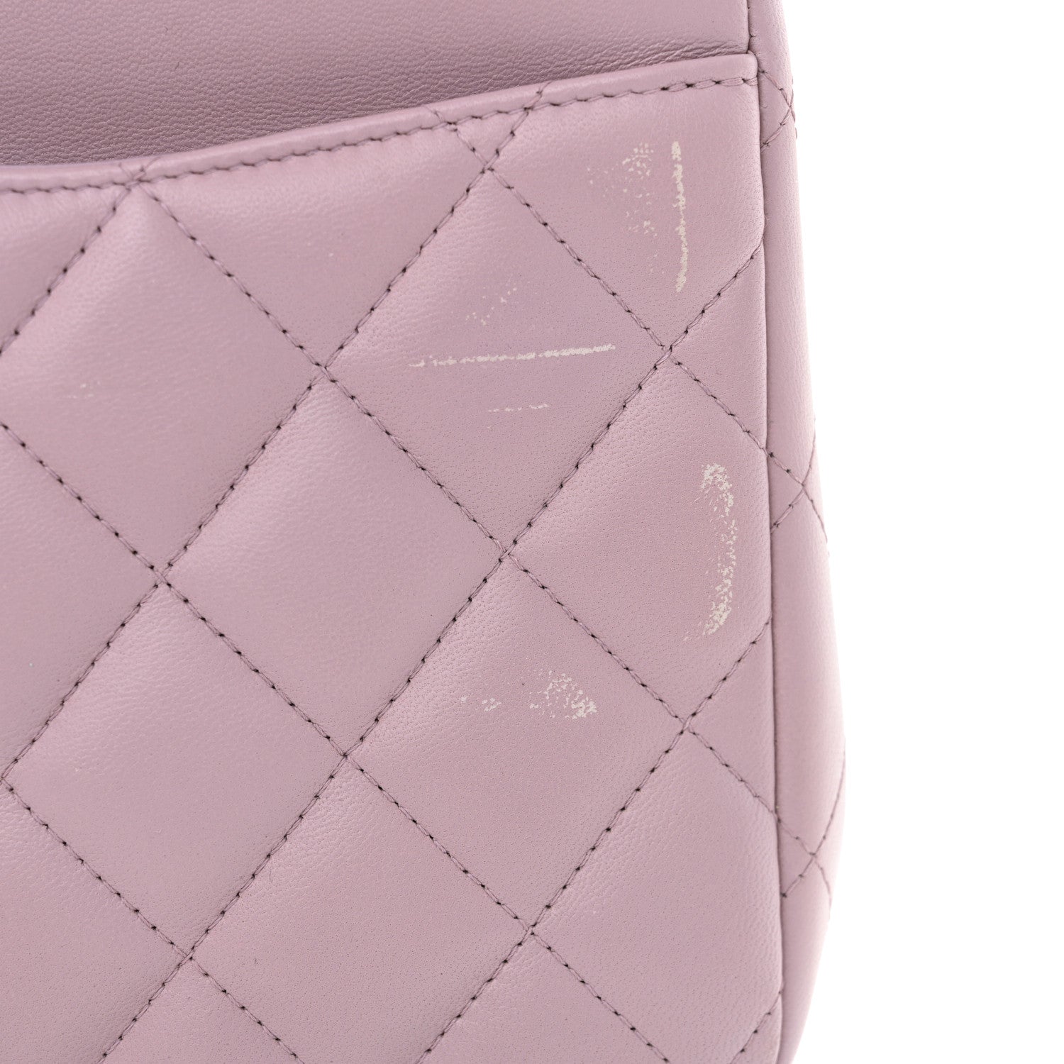 Lambskin Quilted Jumbo Double Flap Light Purple