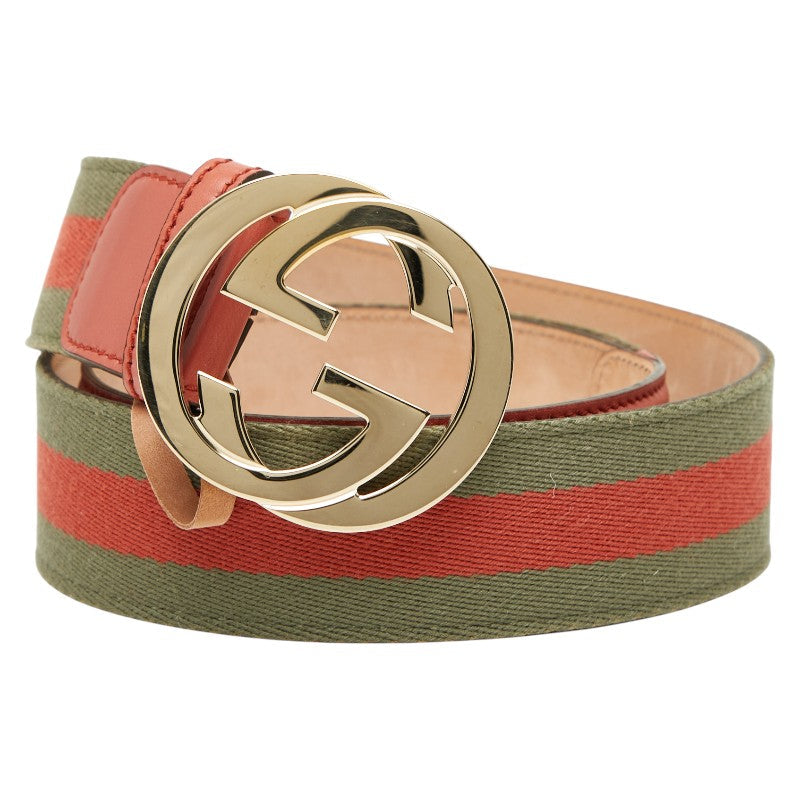 Gucci Interlocking G Leather Canvas Belt