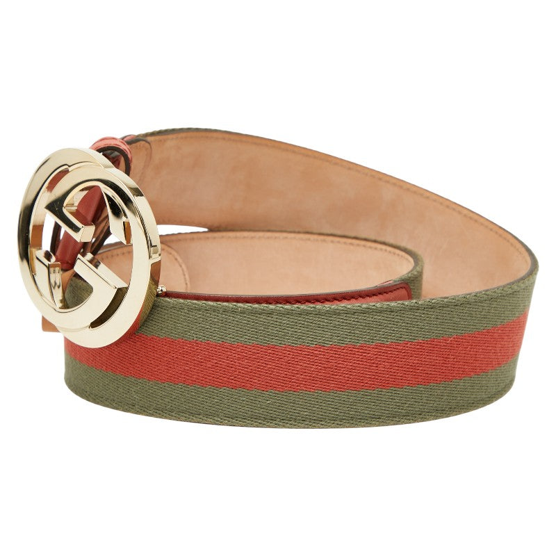 Gucci Interlocking G Leather Canvas Belt