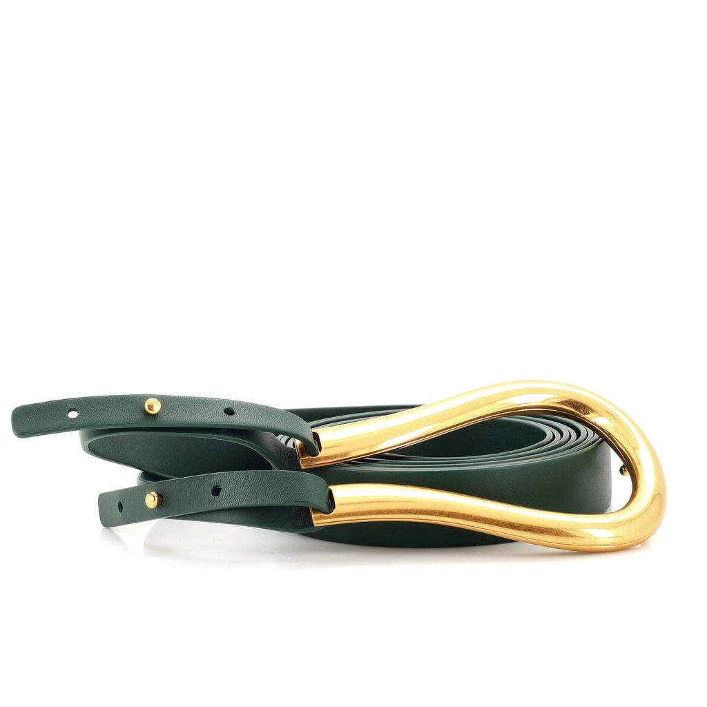 Double Strap Horsebit Buckle Belt Leather Wide 85