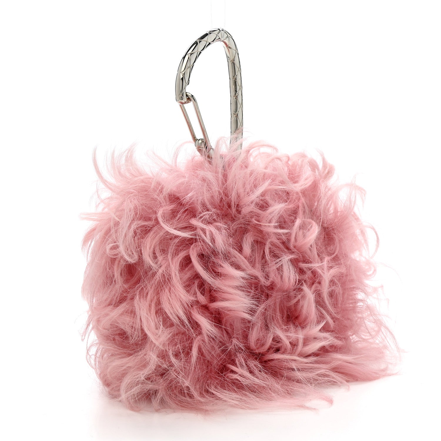 Shearling Lambskin CC Hook  Holder Pink
