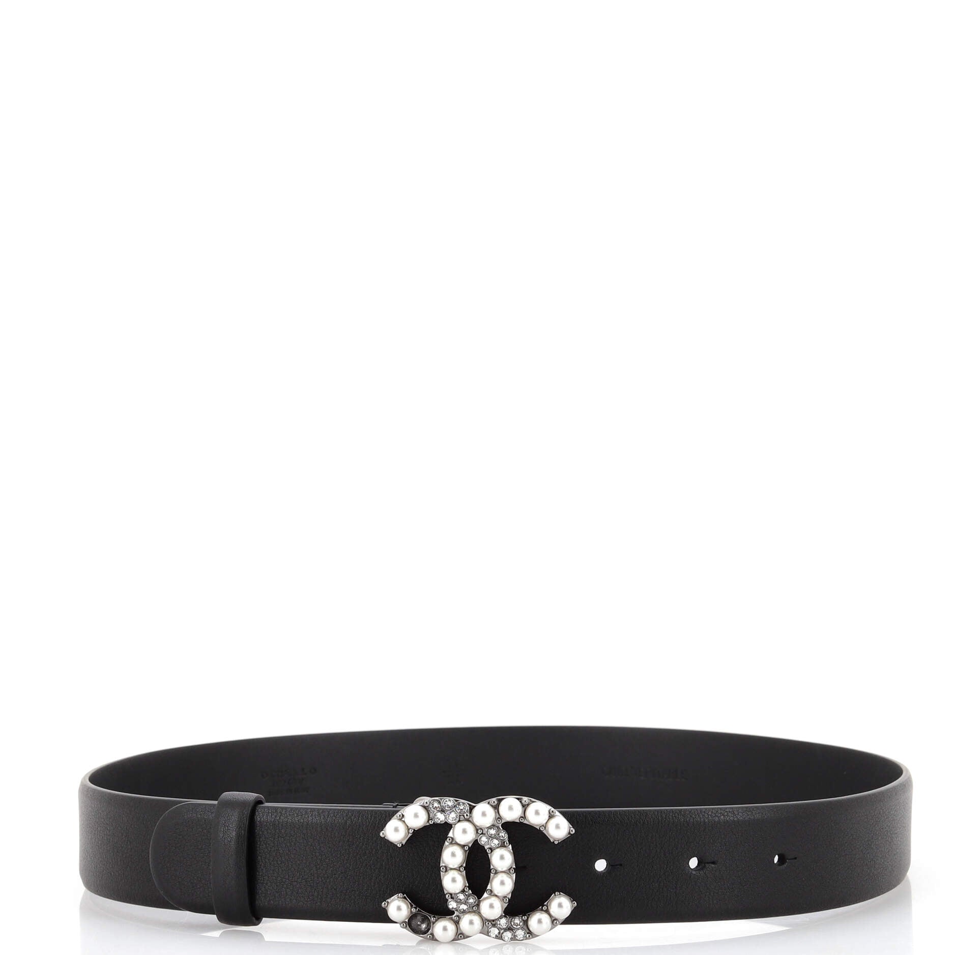 CC Belt Leather and Metal with Faux Pearls and Crystals Medium 70