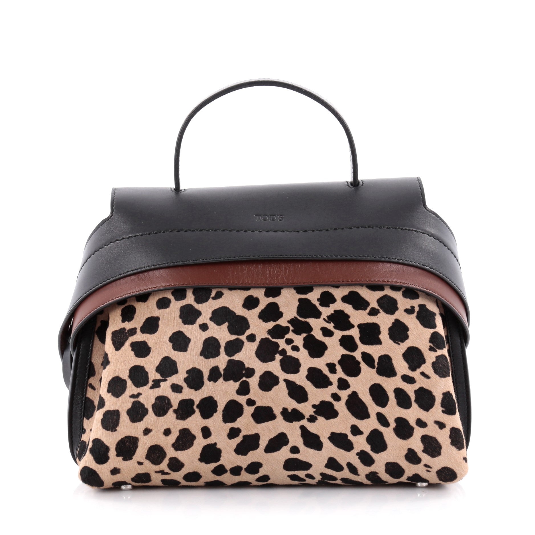 Convertible Wave Bag Printed Pony Hair with Leather Mini