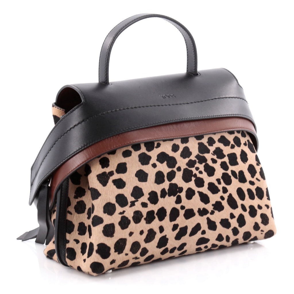 Convertible Wave Bag Printed Pony Hair with Leather Mini