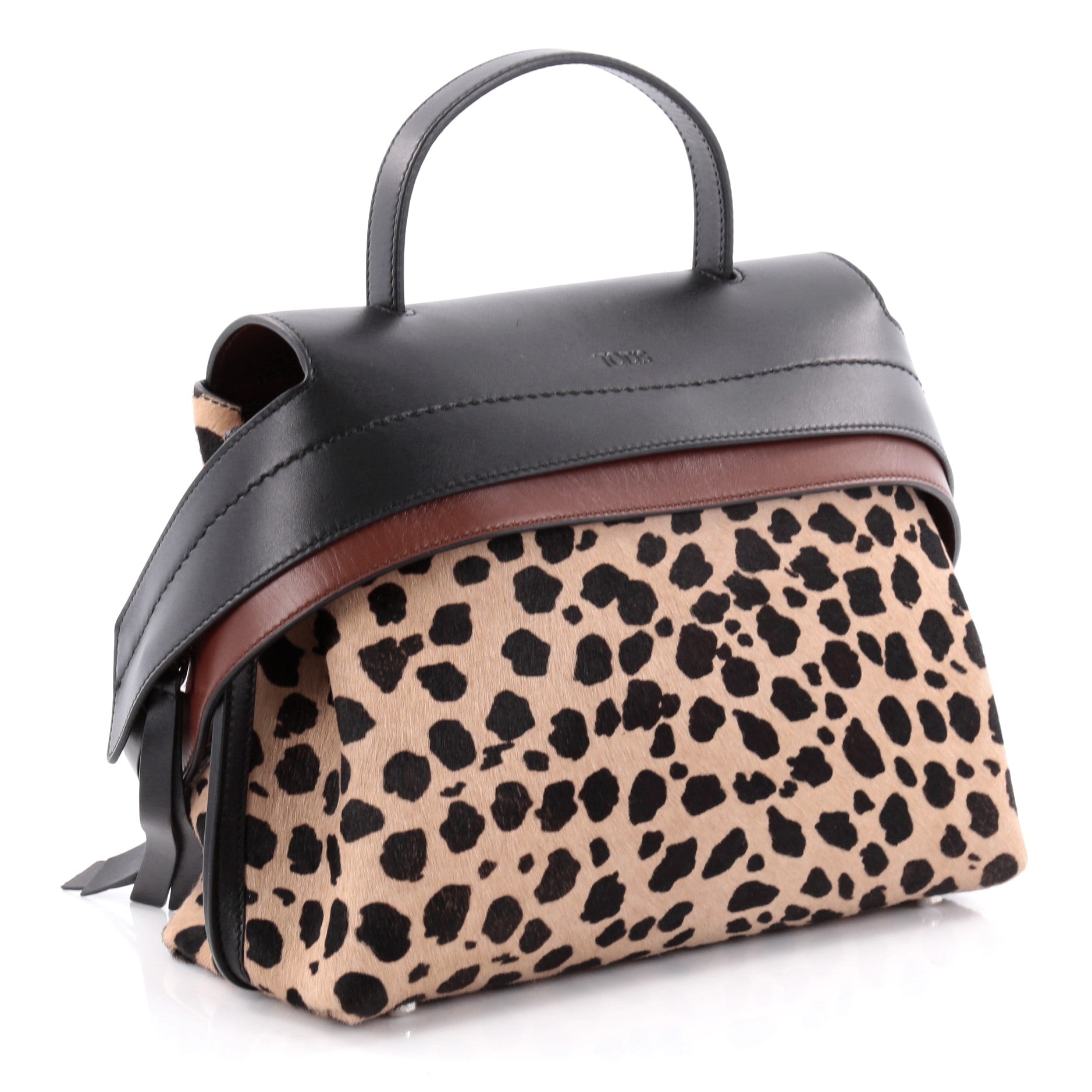 Convertible Wave Bag Printed Pony Hair with Leather Mini