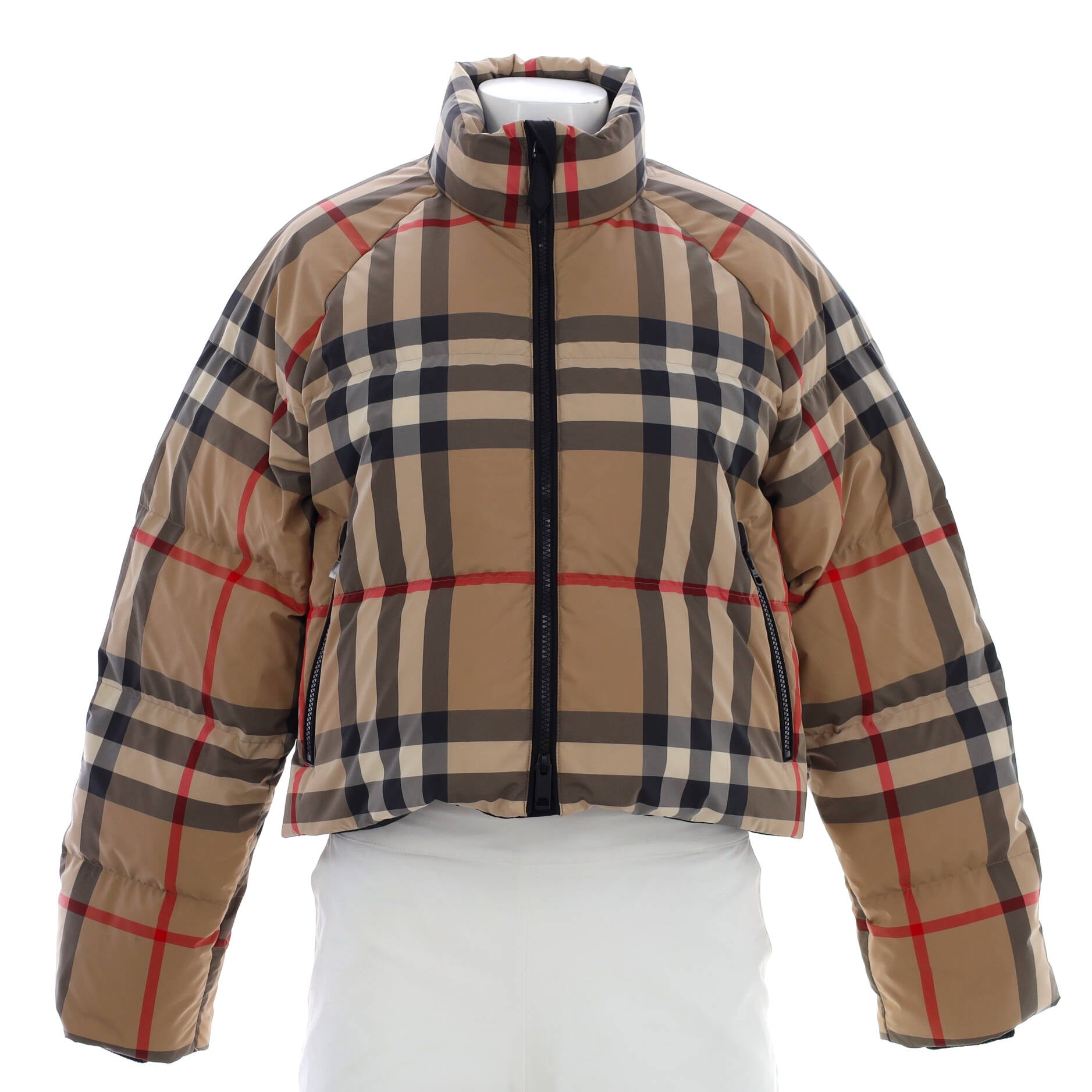 Women's Alsham Cropped Puffer Jacket Quilted Vintage Check Polyester with Down