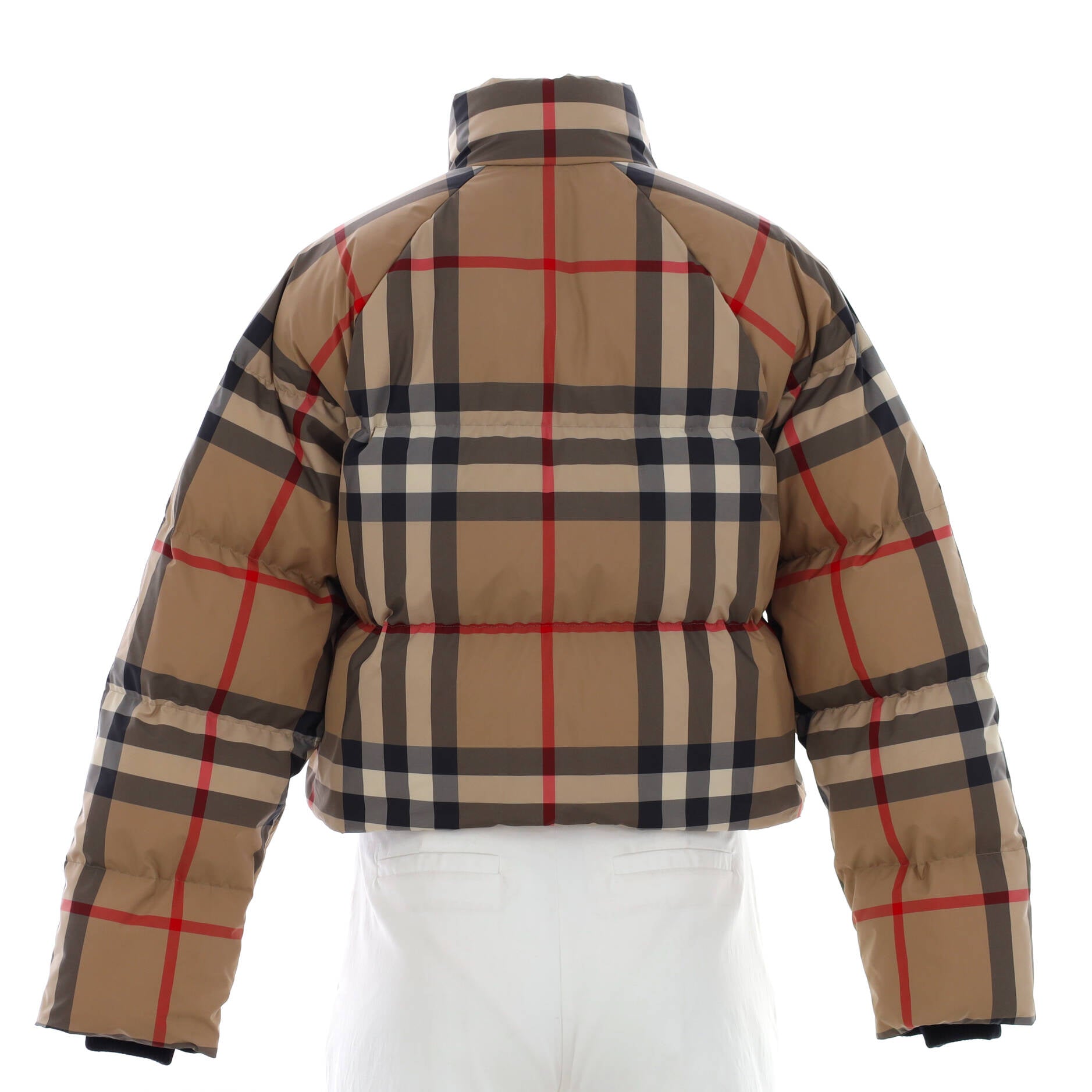 Women's Alsham Cropped Puffer Jacket Quilted Vintage Check Polyester with Down