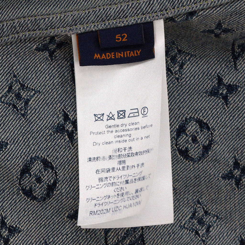 Men's Nigo Button Up Jacket Giant Damier Waves Monogram Denim