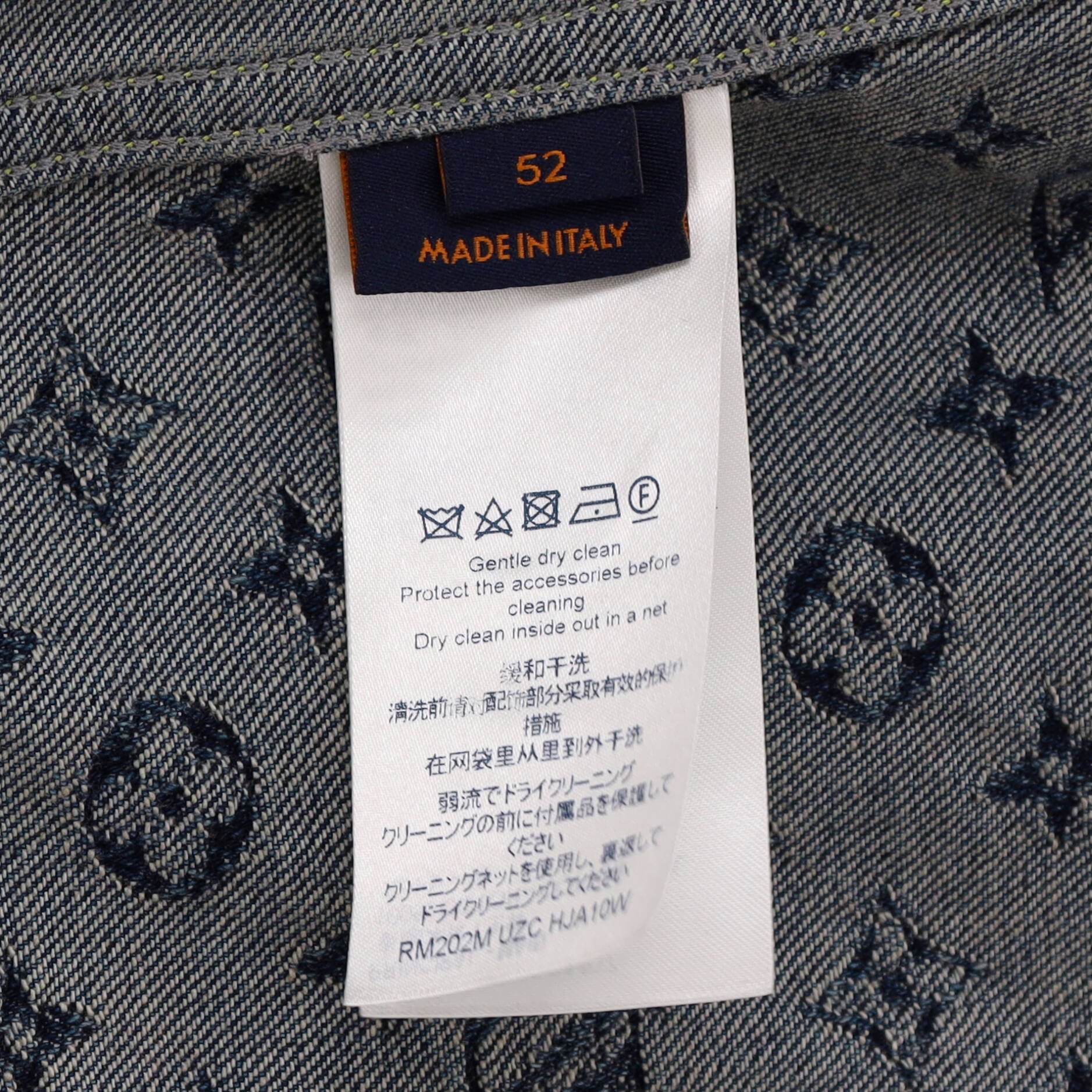 Men's Nigo Button Up Jacket Giant Damier Waves Monogram Denim