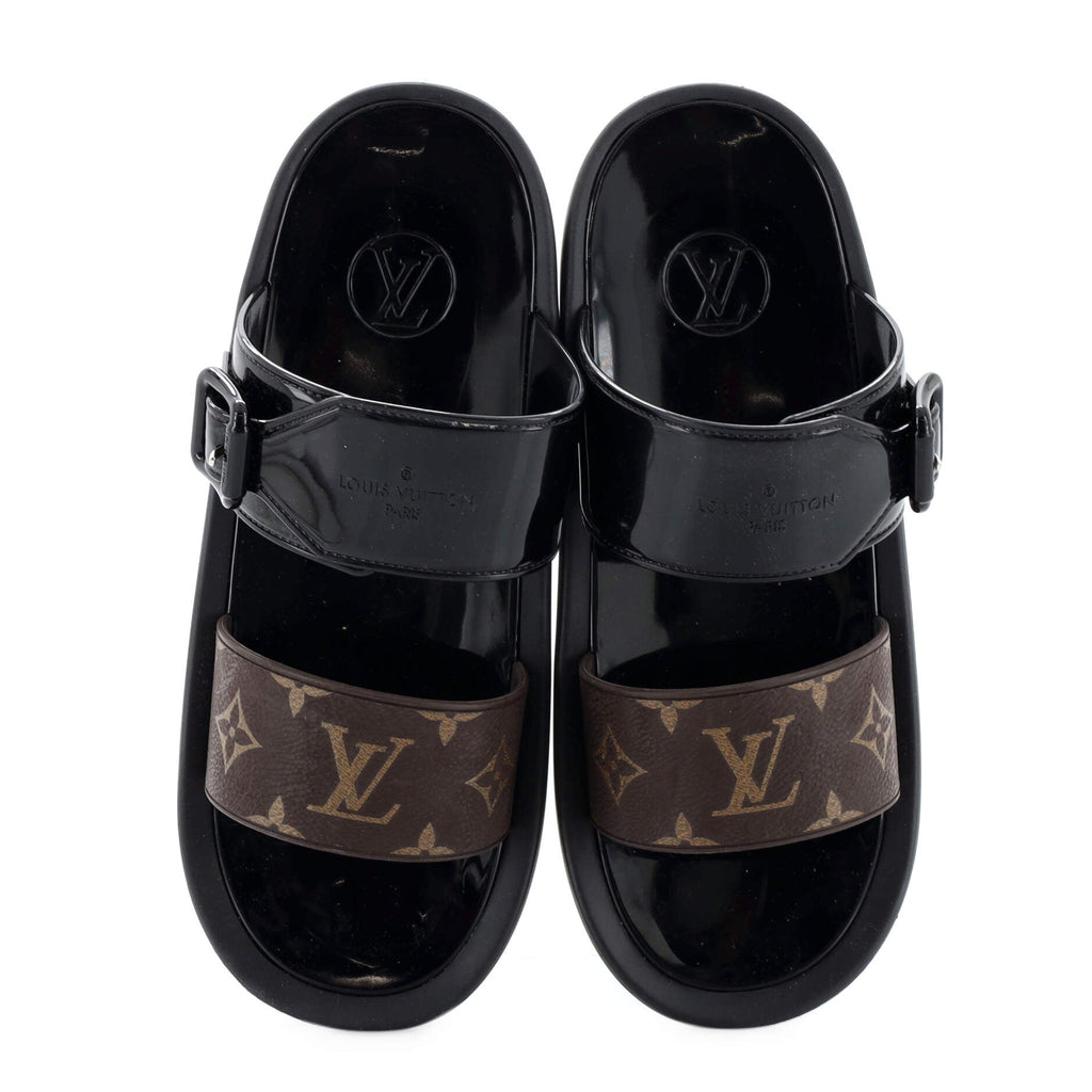 Women's Sunbath Flat Mule Sandals Monogram Canvas and Rubber